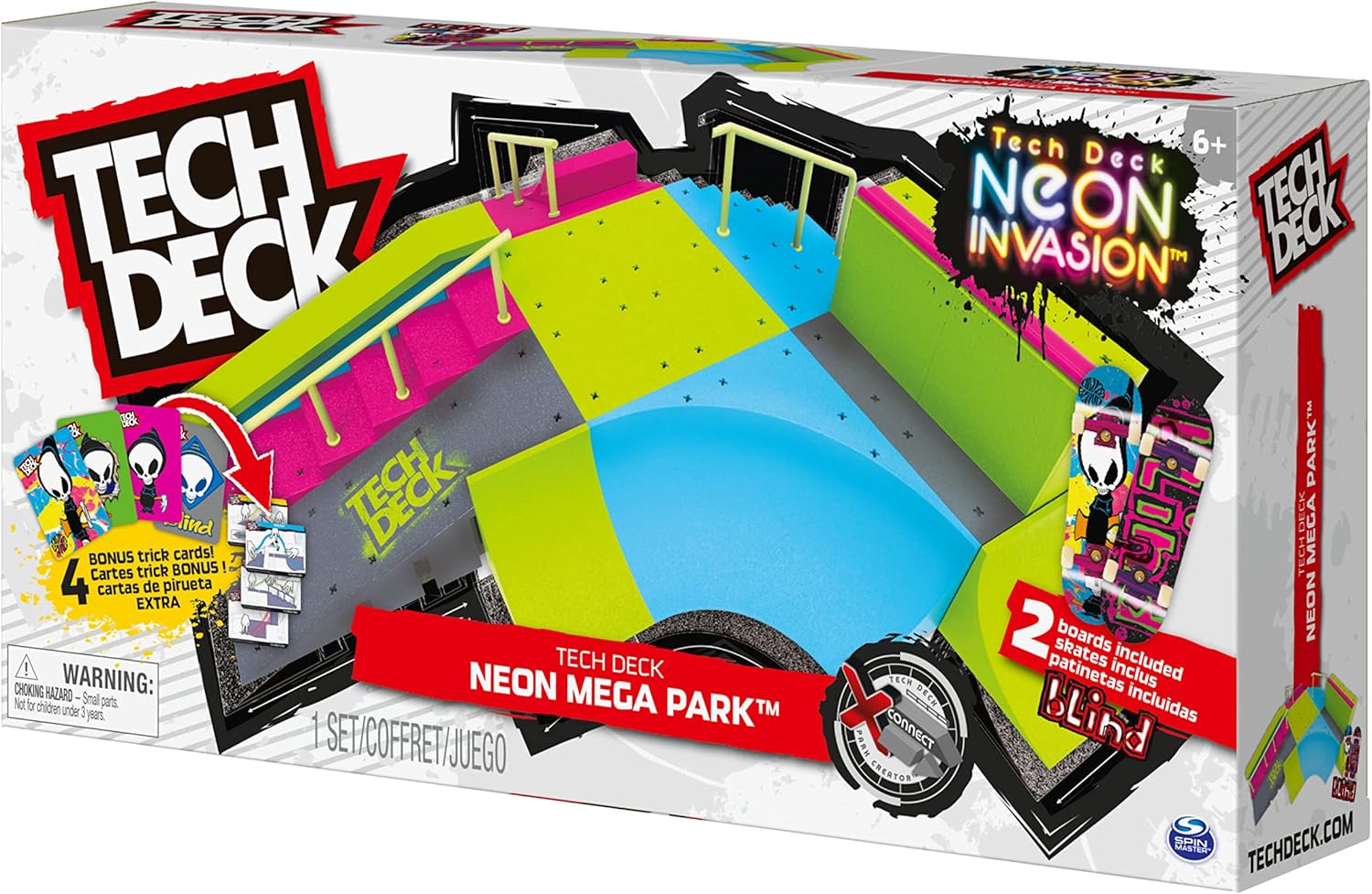 Tech Deck Neon Mega Park X-Connect Creator - Glow-in-the-Dark Customizable Skatepark Playset for Ages 6+ 9