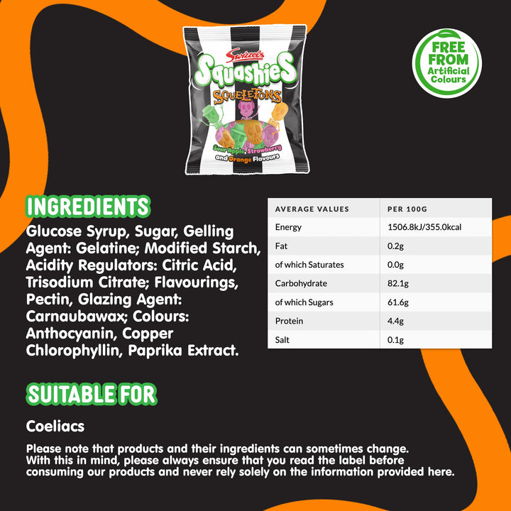 Swizzels Squashies Squeletons 120g - Halloween Chewy Sweets, Trick or Treat Candy