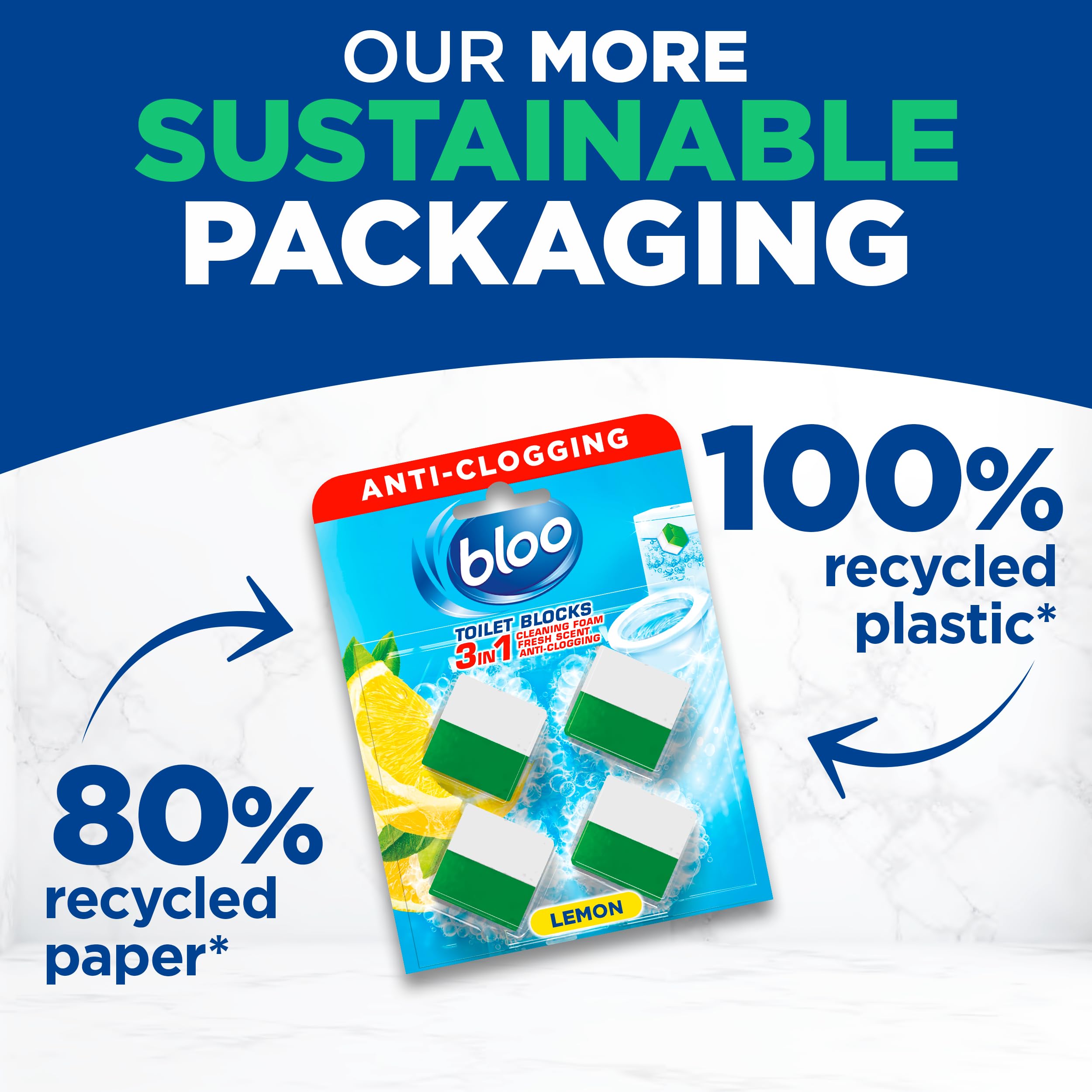 Bloo Toilet Blocks - 4 Count Pack, Lemon Scent, Limescale Remover 5