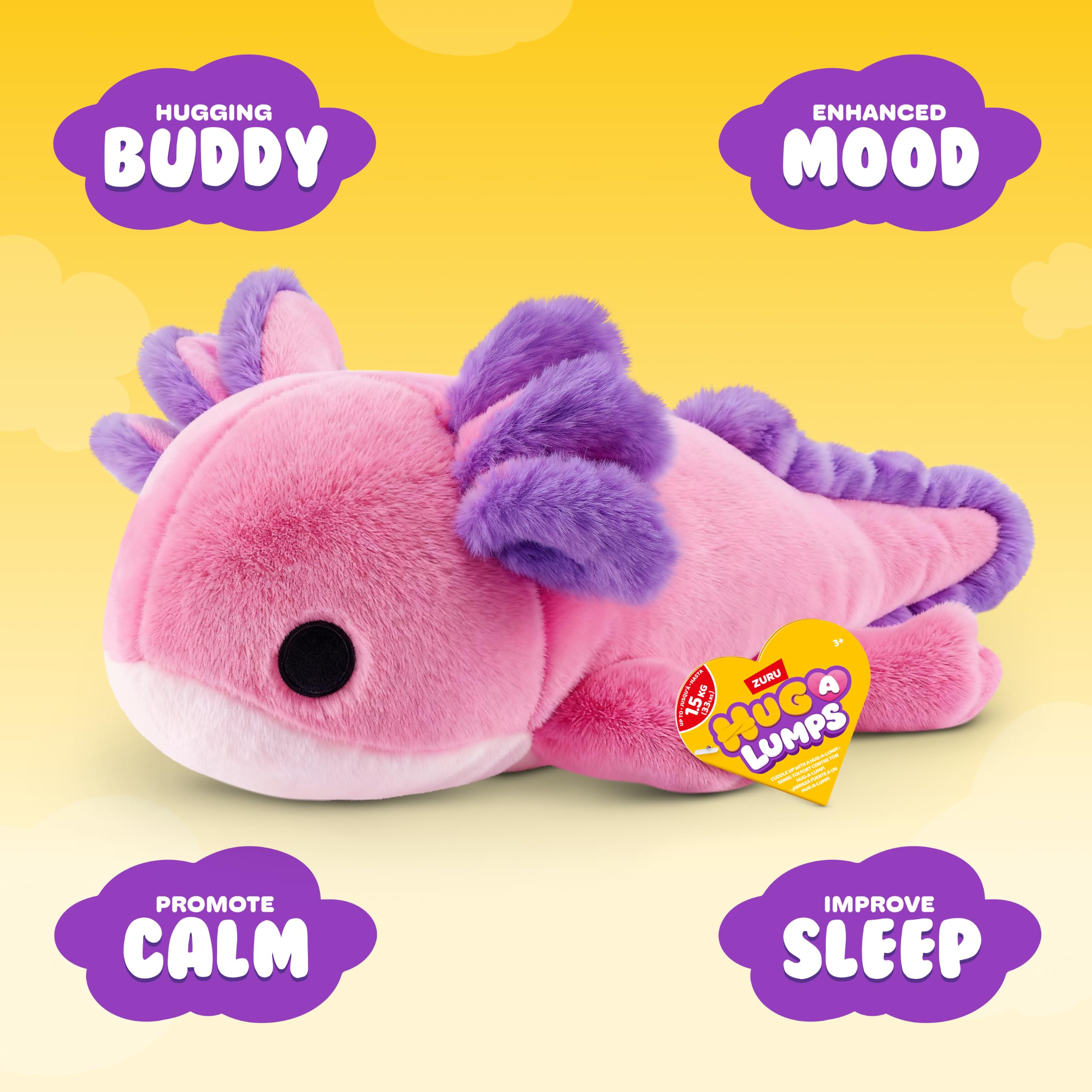Hug-A-Lumps Ally the Axolotl Soft Doll - Weighted Plush for Calm & Comfort | Medium Size 2