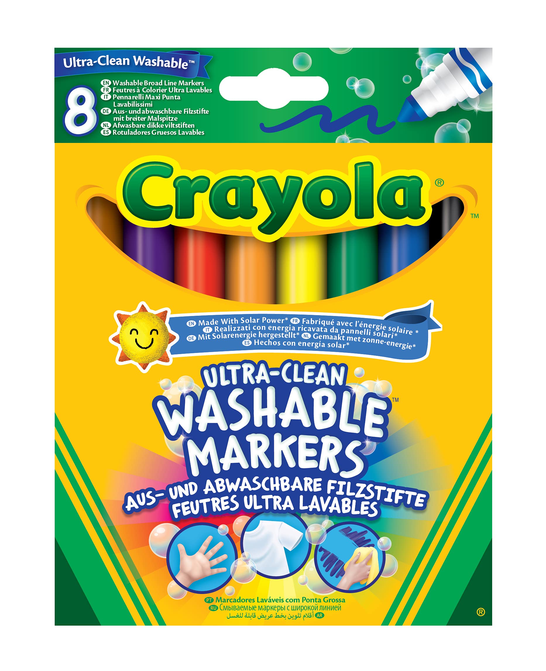 CRAYOLA Ultra-Clean Washable Markers Assorted 8 Count Broad Line Felt Tip 1