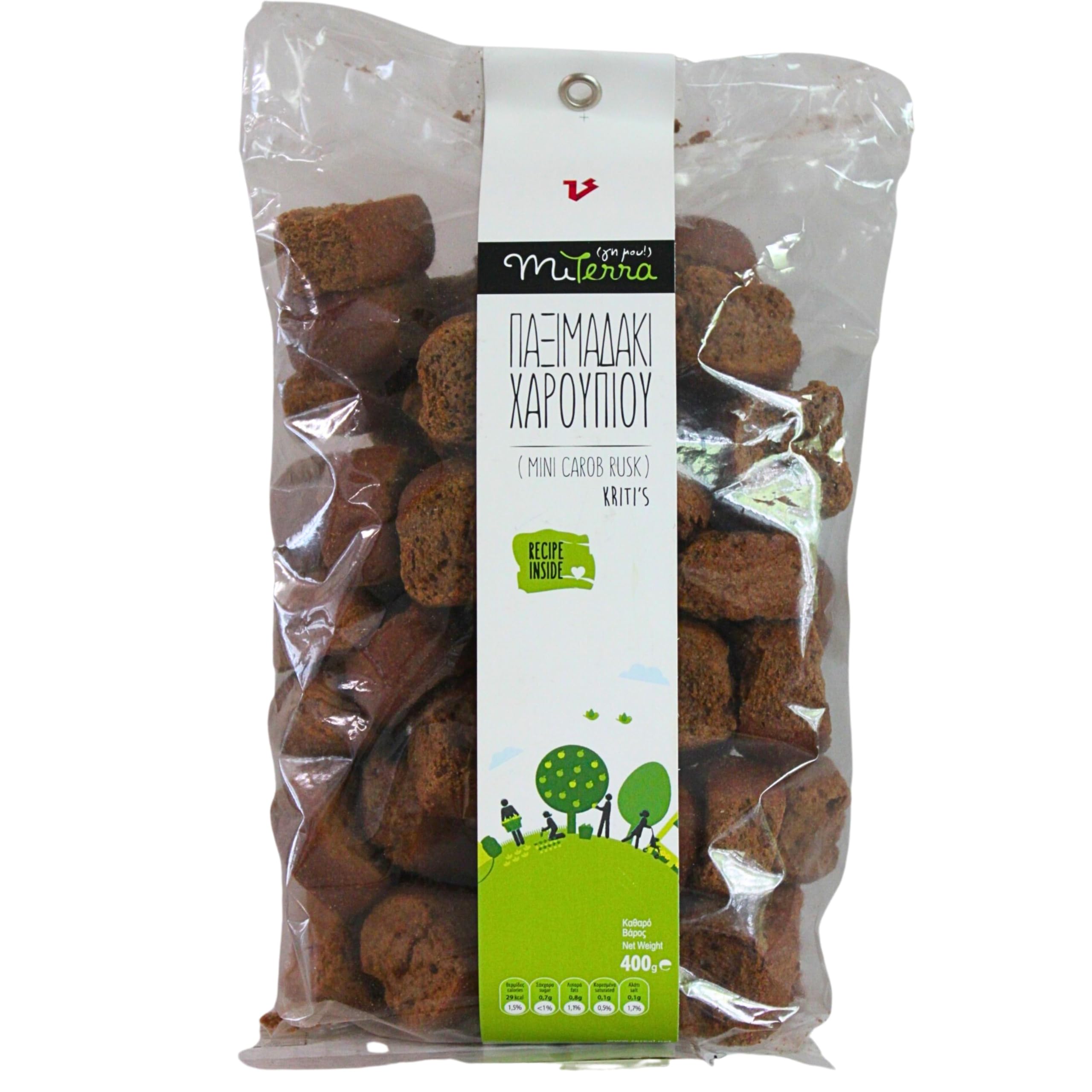 MITERRA Cretan Mini Carob Rusks - 2 x 400g Pack 1