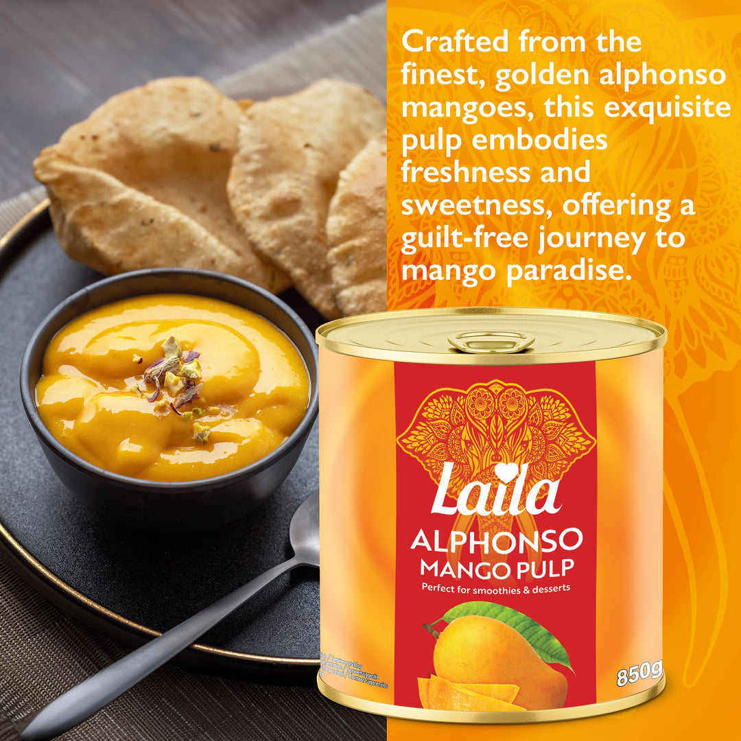 LAILA Alphonso Mango Pulp 850g - Tinned Mango Puree from Real Mangoes
