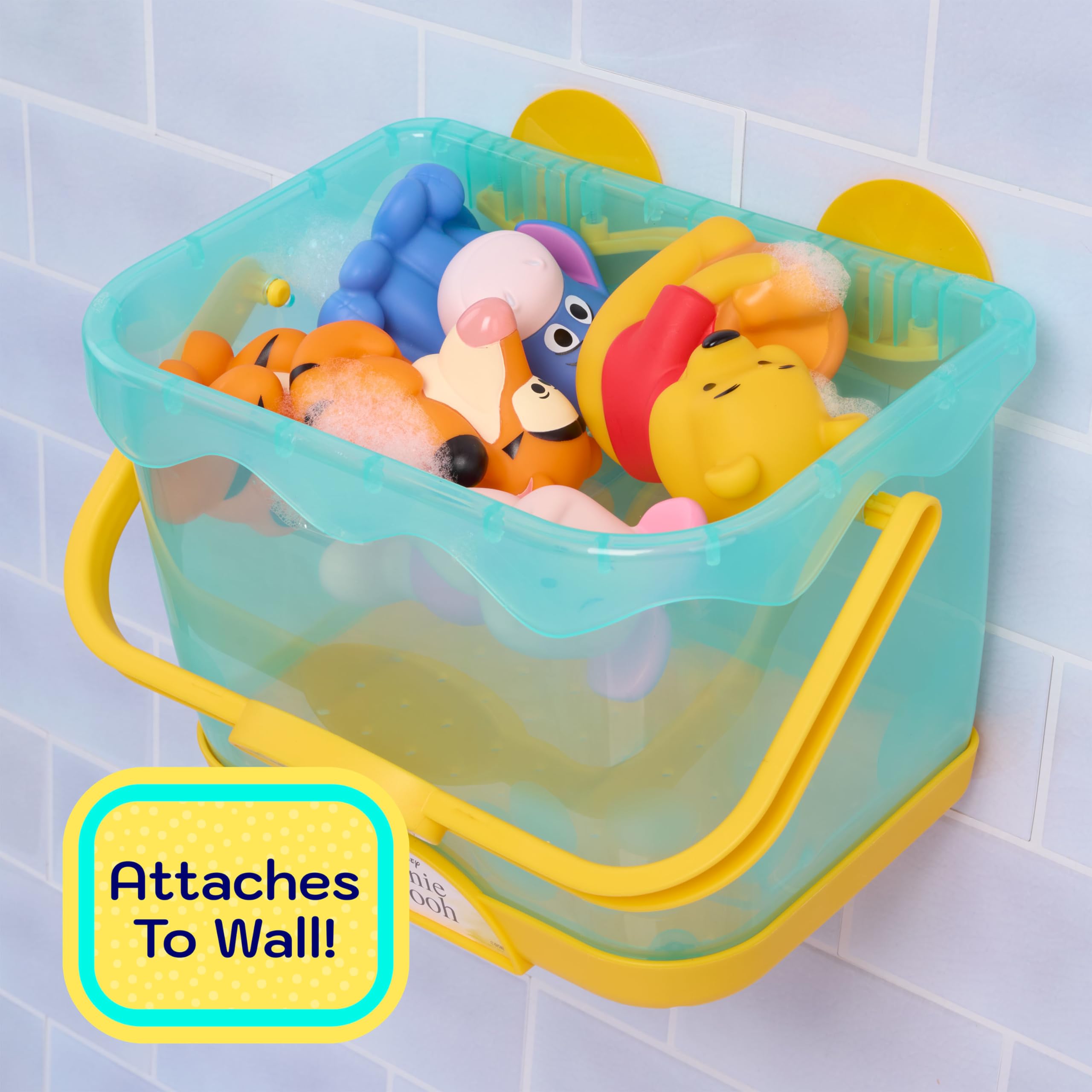 Disney Winnie the Pooh Bath Caddy - 5 Figures, Storage, Wall Mountable | Ages 3+ 3