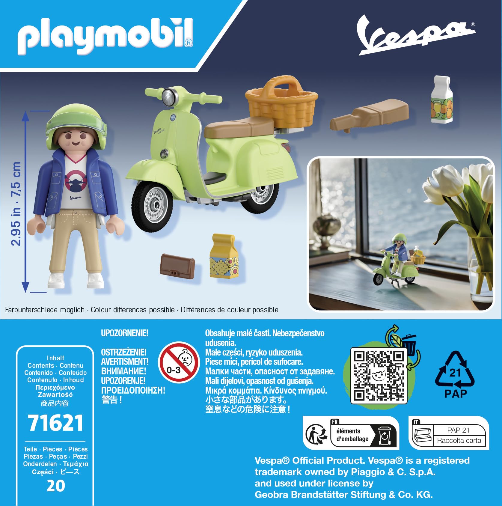 Playmobil 71621 Cars: 1969 Vespa 150 Sprint Veloce Playset | Ages 5+ | 20 Pieces 5