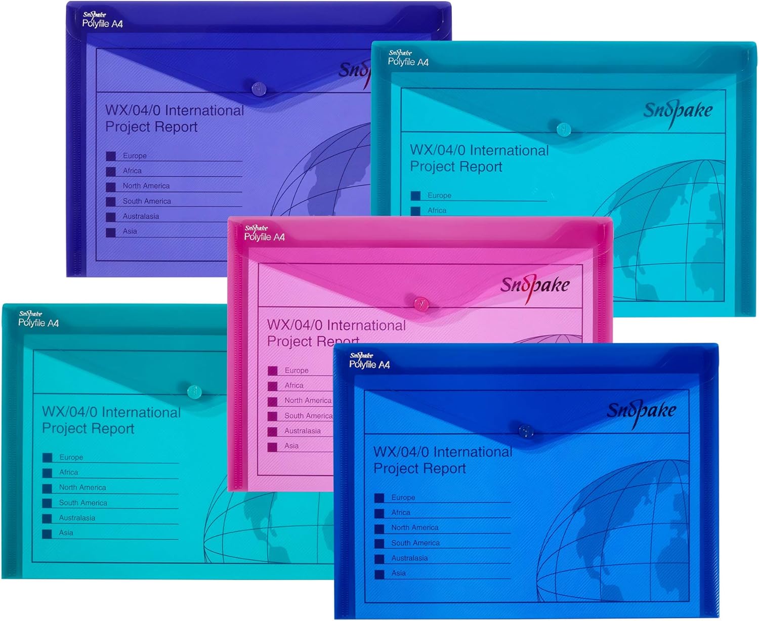 Snopake 12844 Polyfile A4 Popper Wallet File with Press Stud Electra Assorted Co 1