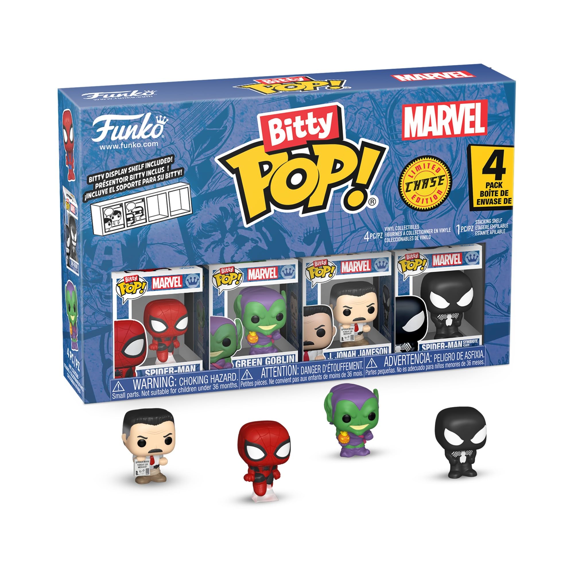 Funko Bitty Pop! Spider-Man 4pk - Marvel Comics Chibi Figures | 0.9 Inch Vinyl | Ages 3+