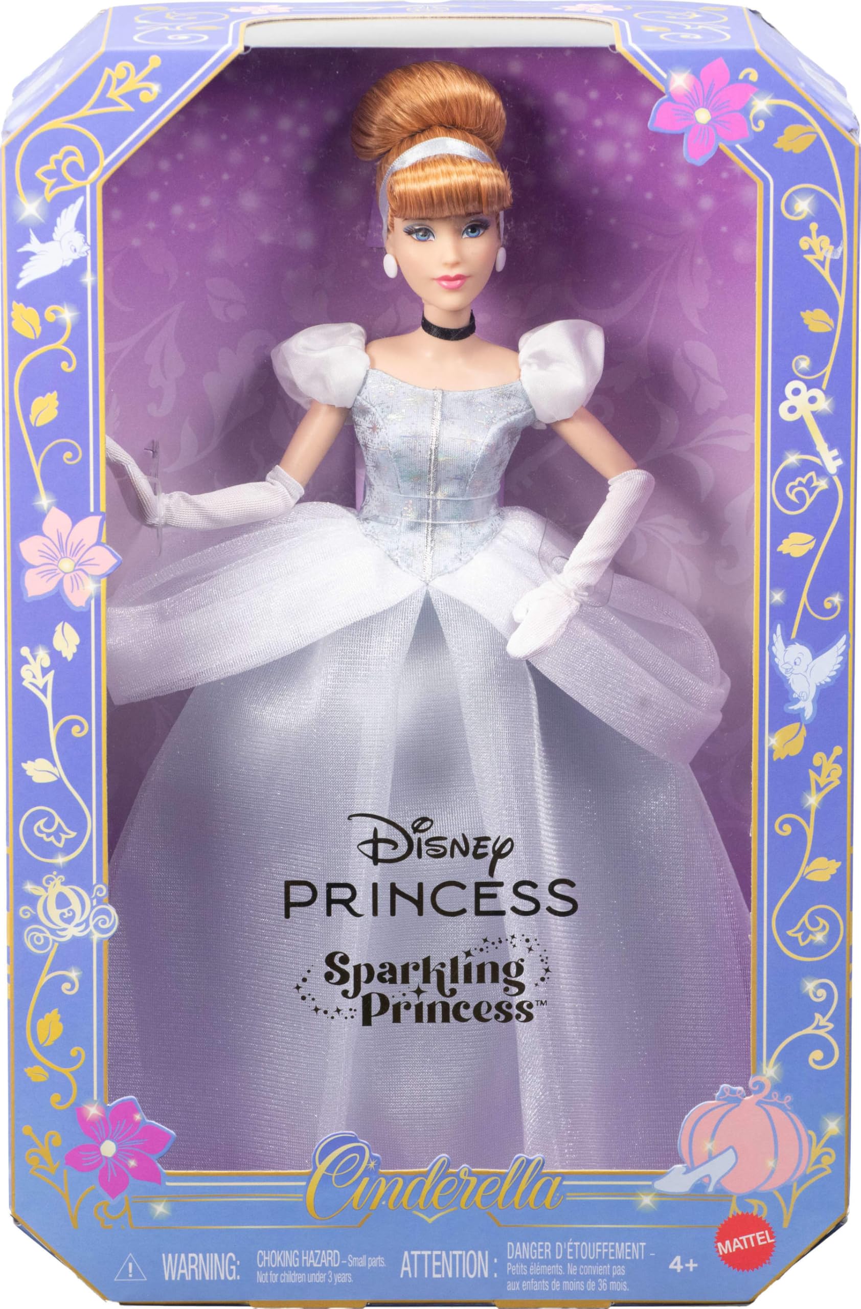Mattel Disney Princess Cinderella Sparkling Princess Fashion Doll | 11 Points of Articulation | Ages 4+ 6