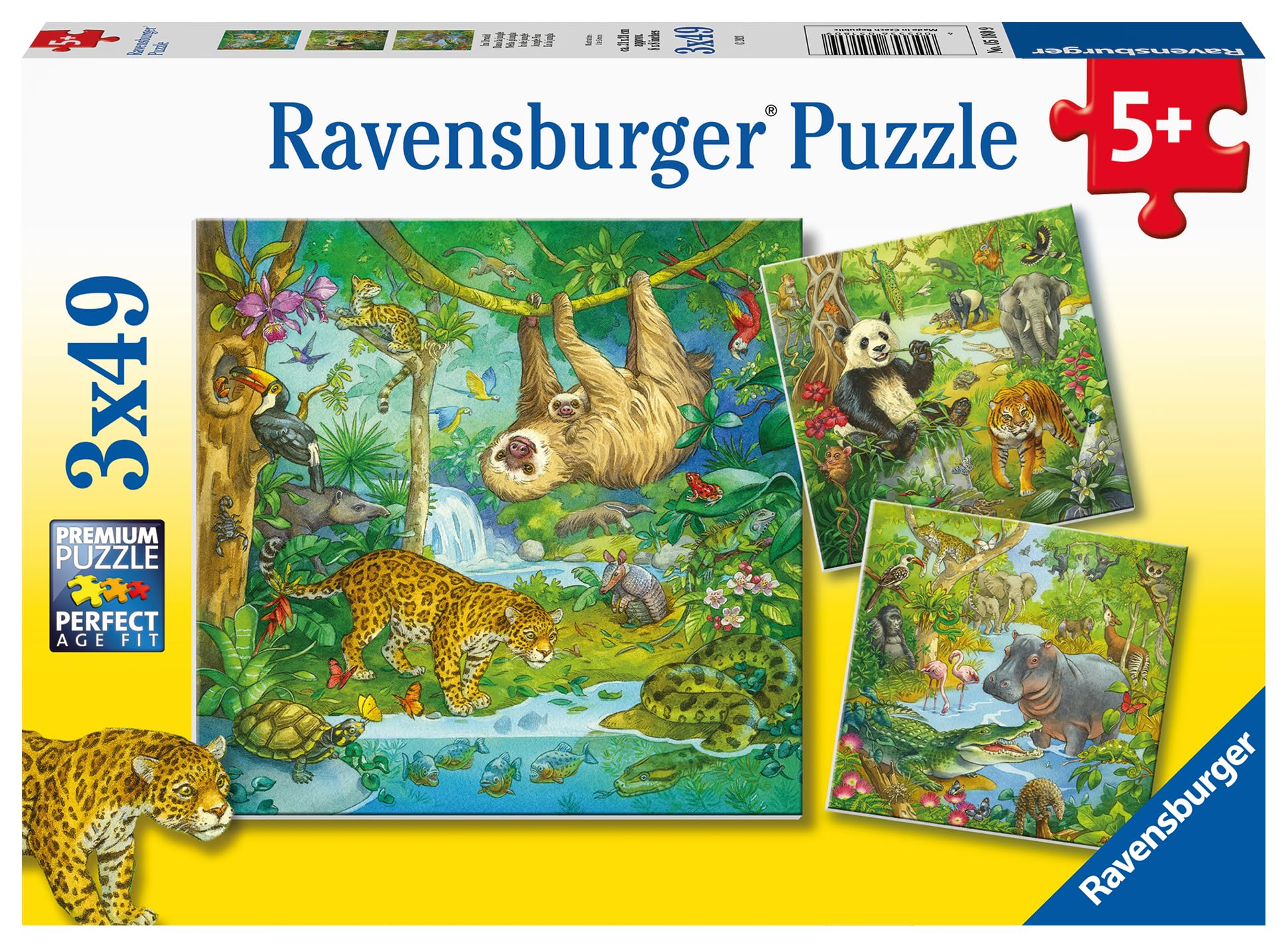 Ravensburger Jungle Fun Jigsaw Puzzle - 3x 49 Pieces | Ages 5+ | 17.8cm x 17.8cm 1