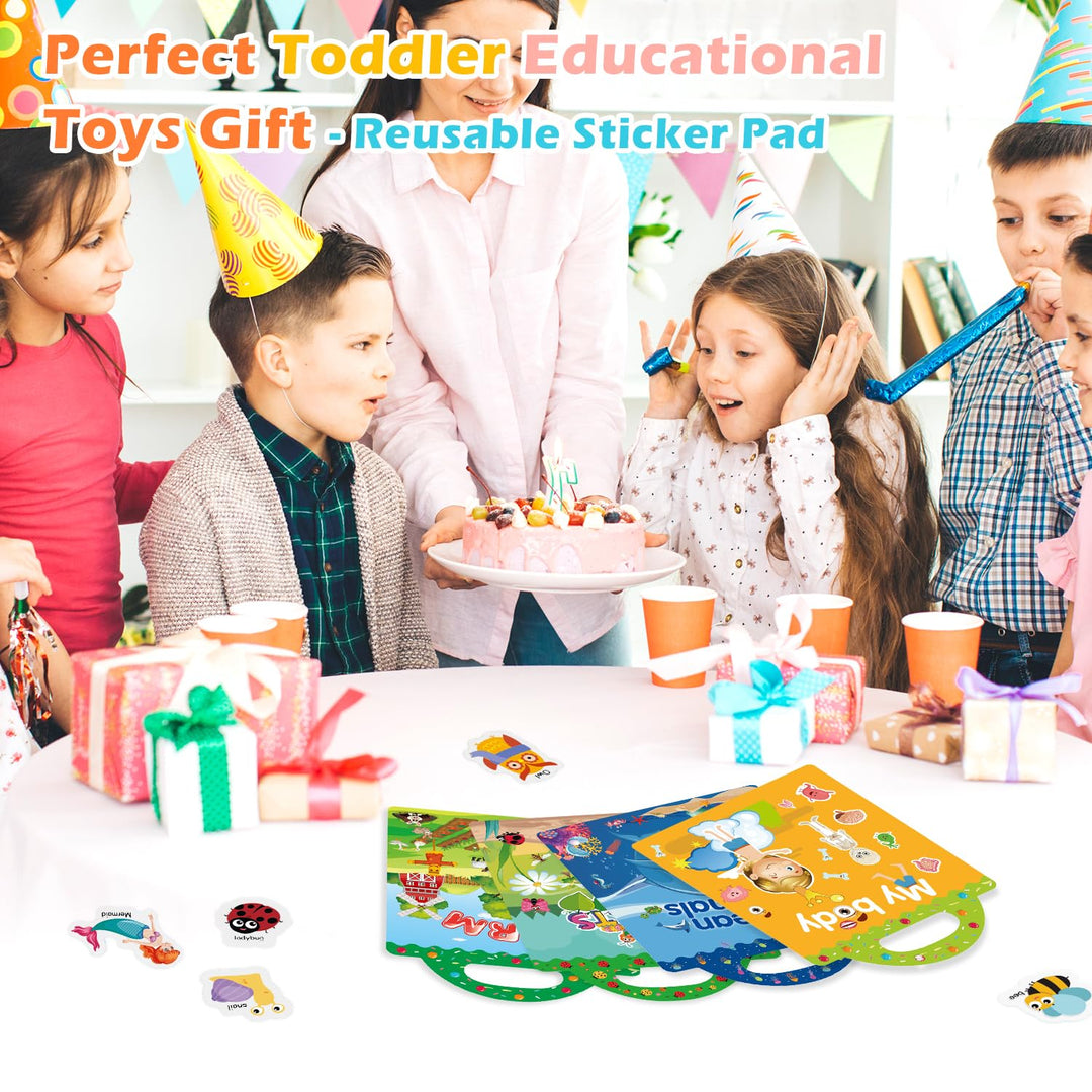 GUYUCOM 4-Pack Reusable Sticker Books for Kids - Educational DIY Arts & Crafts Toy Set