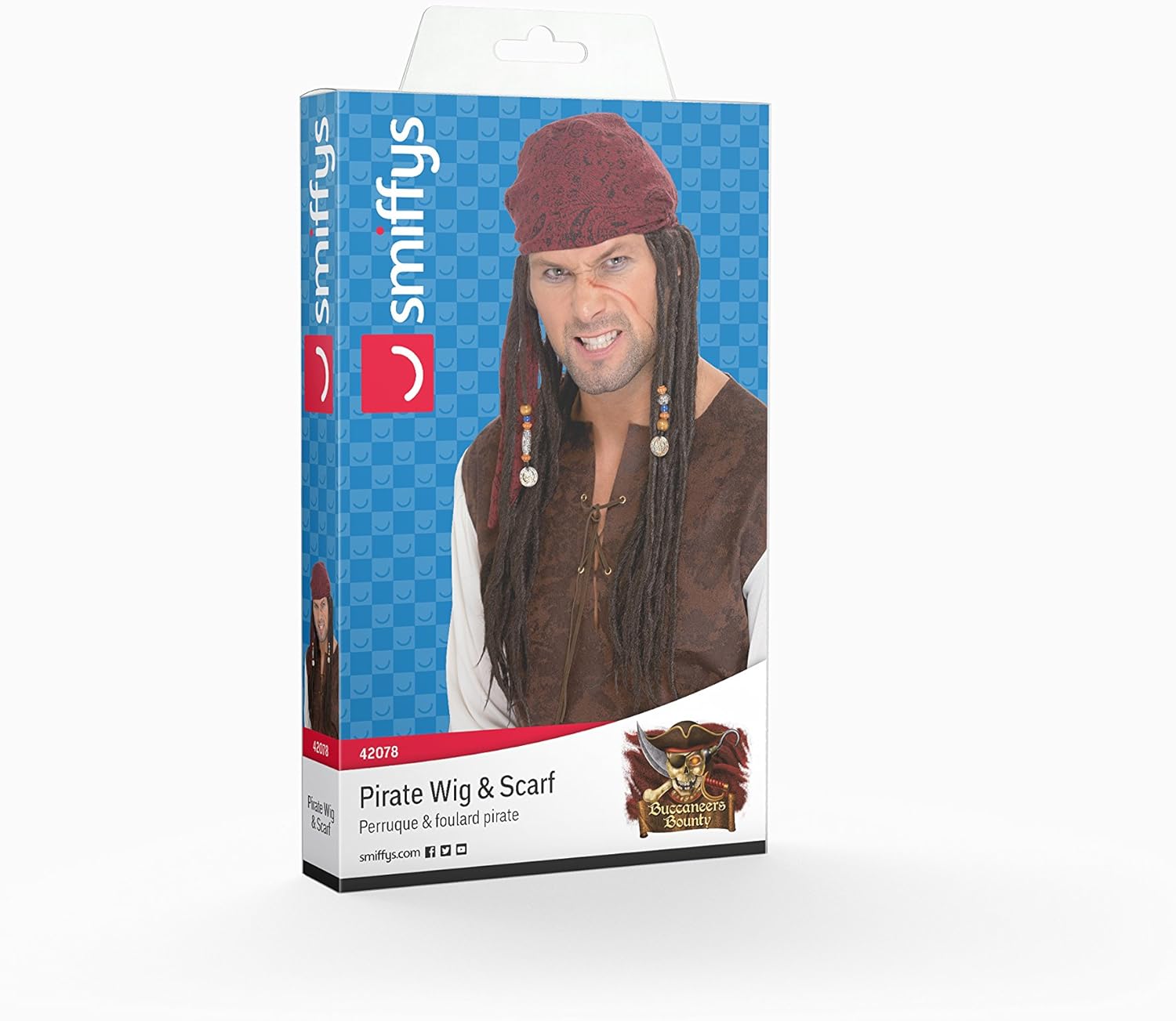 Smiffys Pirate Wig and Scarf - Brown 2