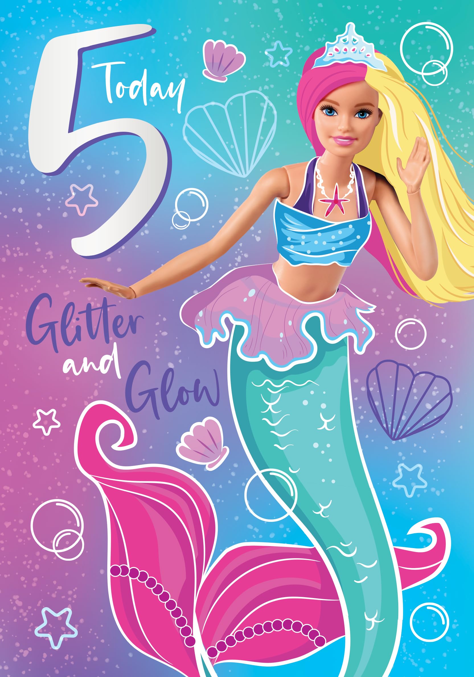 Danilo Promotions LTD Barbie Birthday Card for Girls Age 5 | 178x152mm