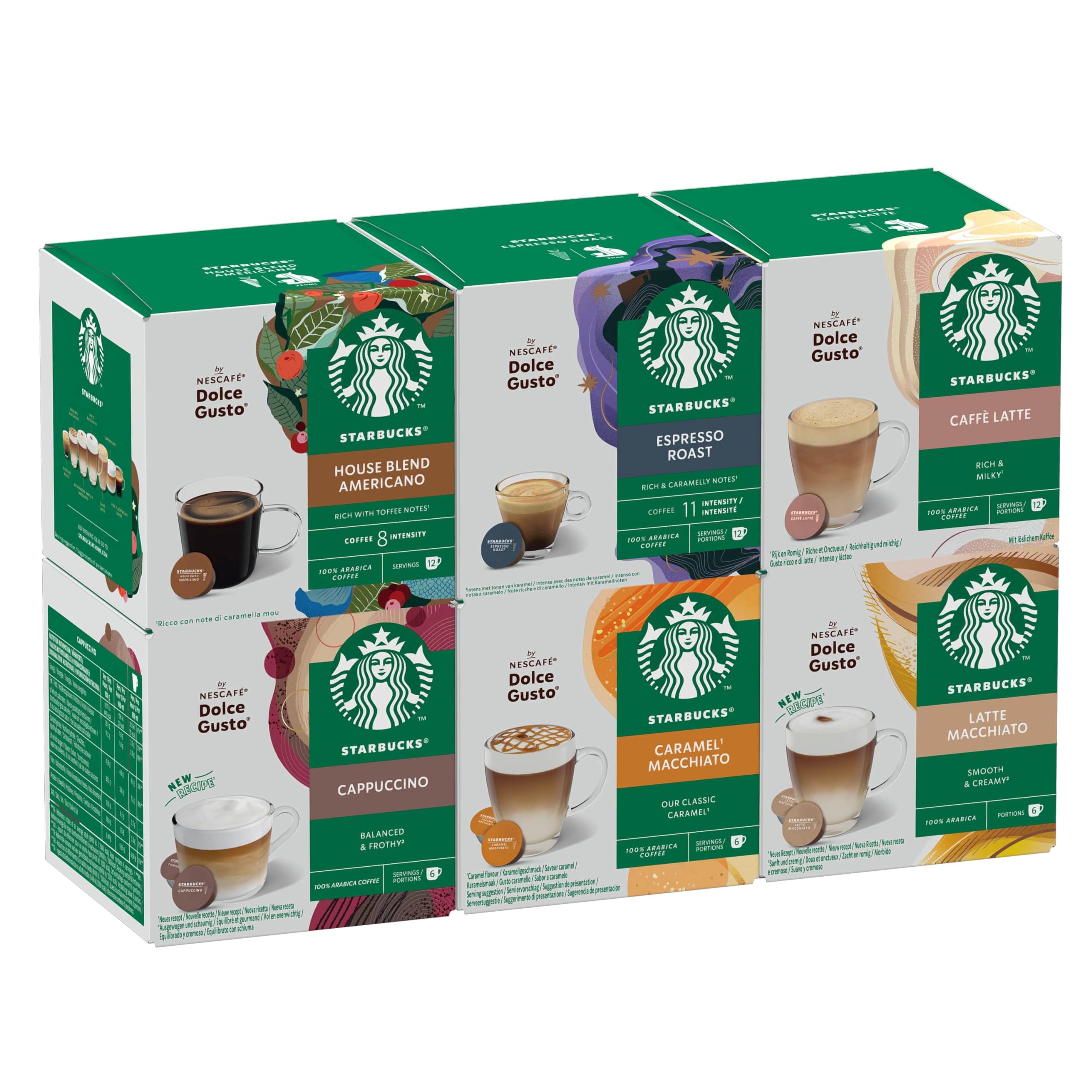 STARBUCKS Mixed Coffee Capsule Variety Pack for NESCAFÉ Dolce Gusto | 72 Count