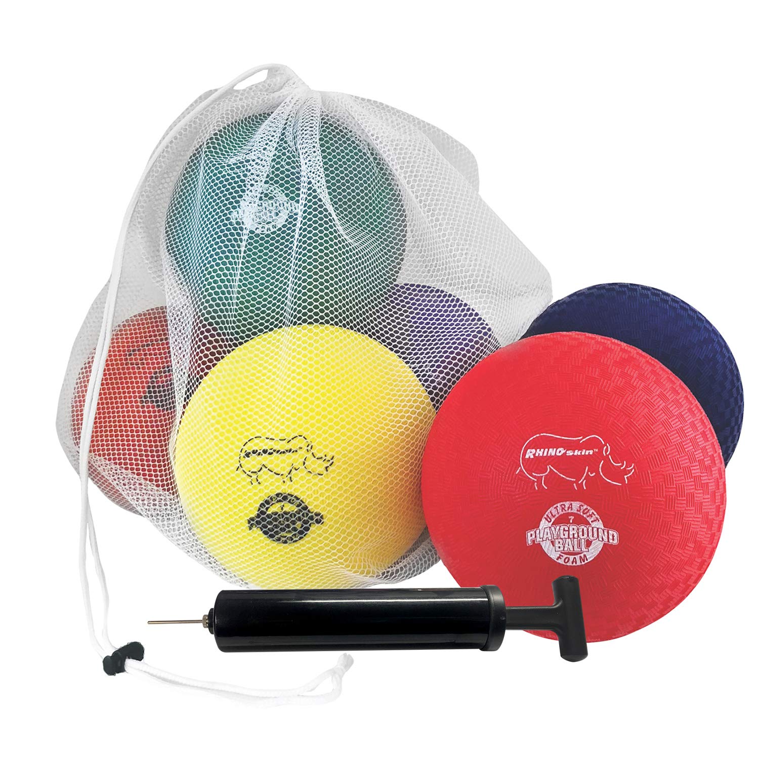 Champion Sports Rhino Skin Playground Ball Set - 7 Inch, Non-Sting Foam Core | 6 Balls Included