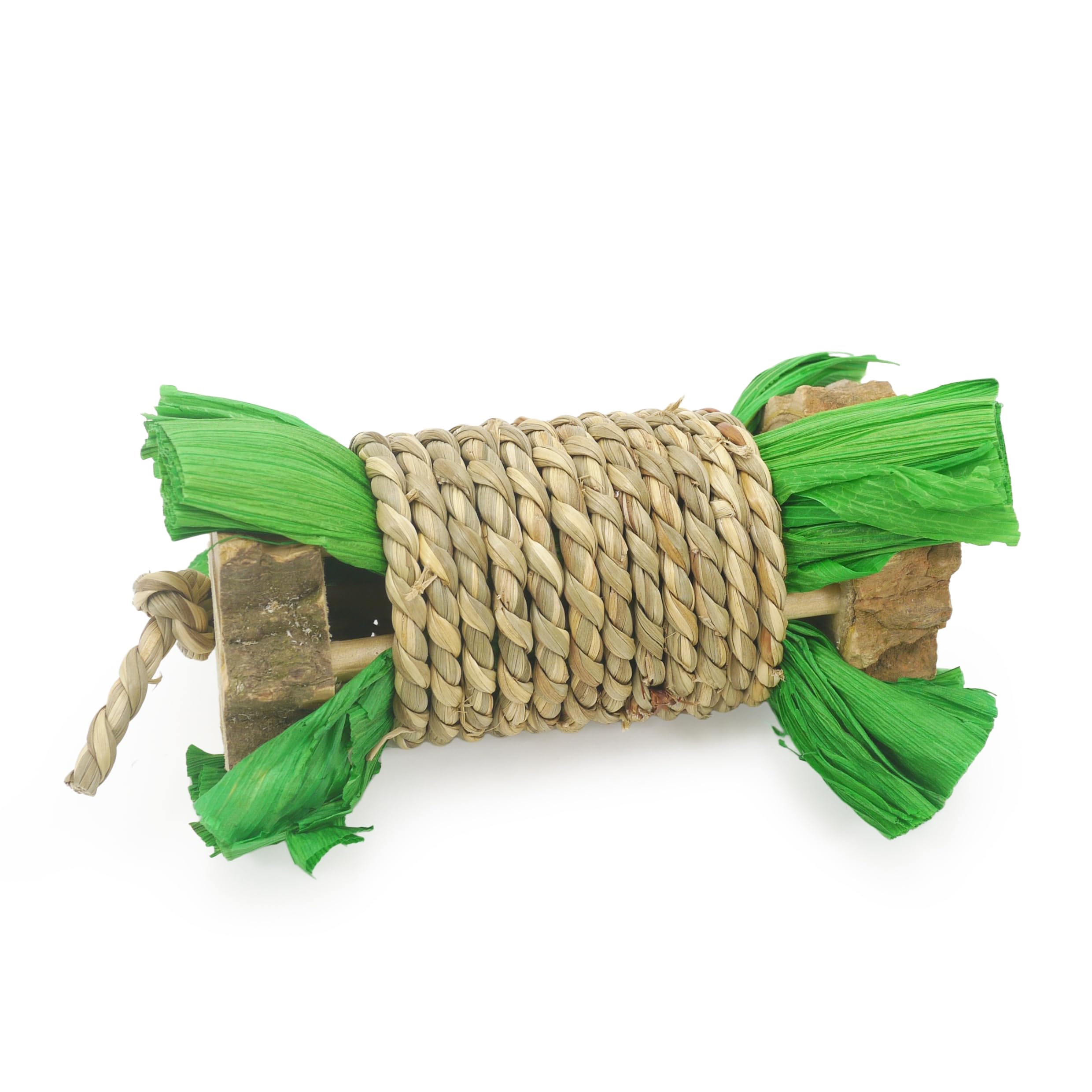 Rosewood Rustling Roller Small Animal Toy - Natural Seagrass, Cornleaf & Wood | 14cm Length 3