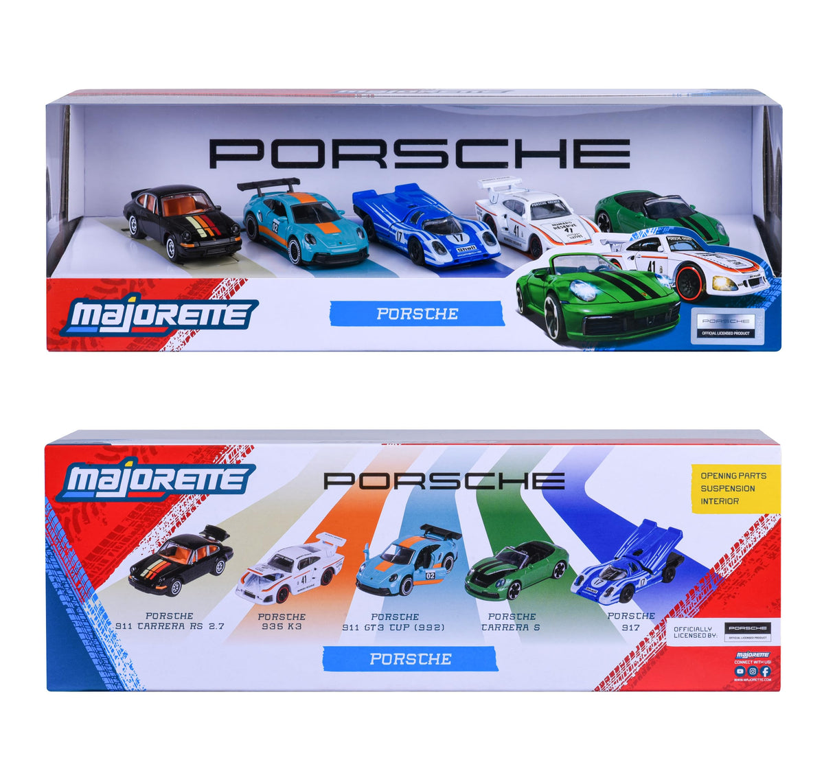 Majorette Porsche 5 Pieces Giftpack - 5 Die-Cast Cars, 1:64 Scale
