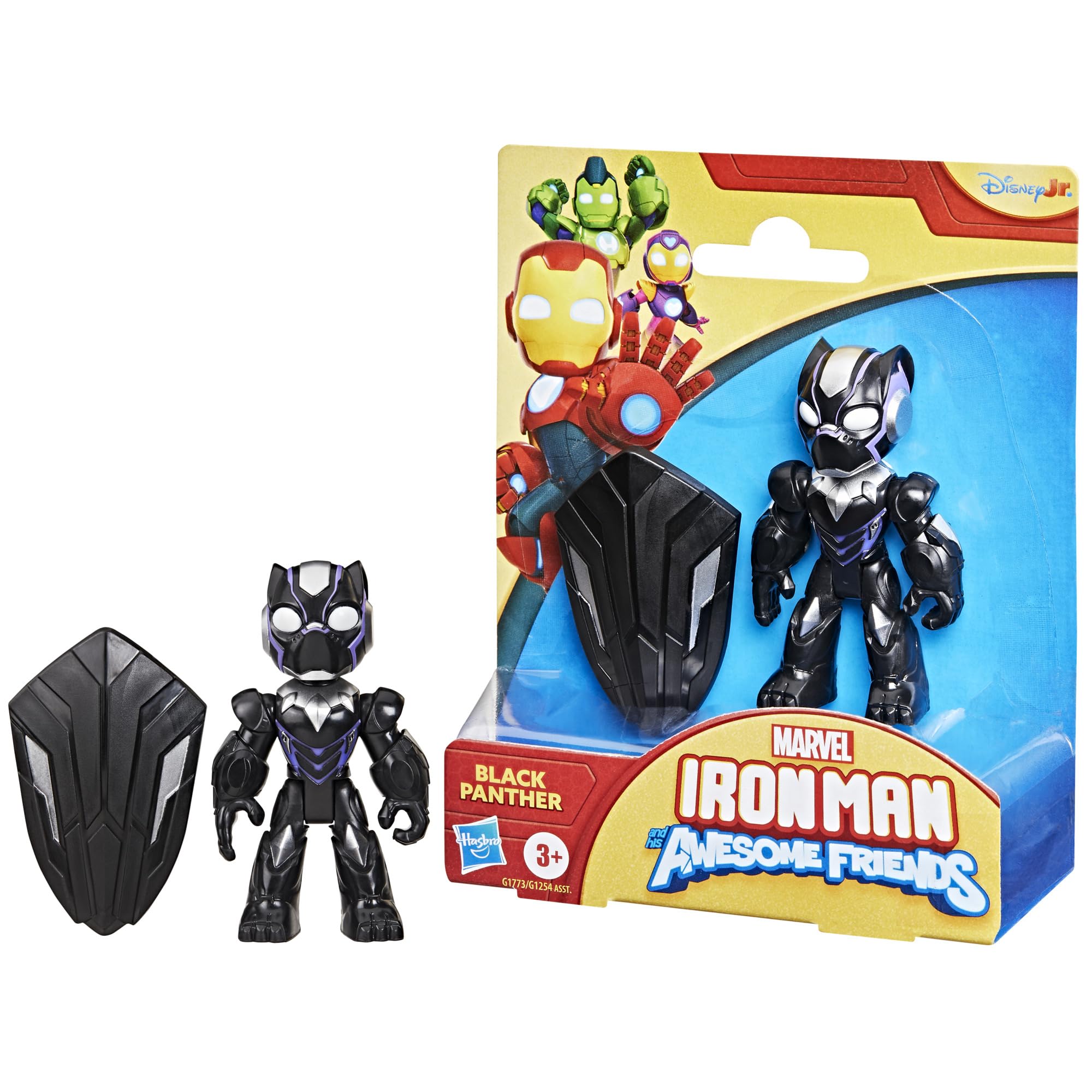 Marvel Iron Man and His Awesome Friends Black Panther Action Figure - 3-Inch Poseable Toy with Shield for Ages 3+ 1