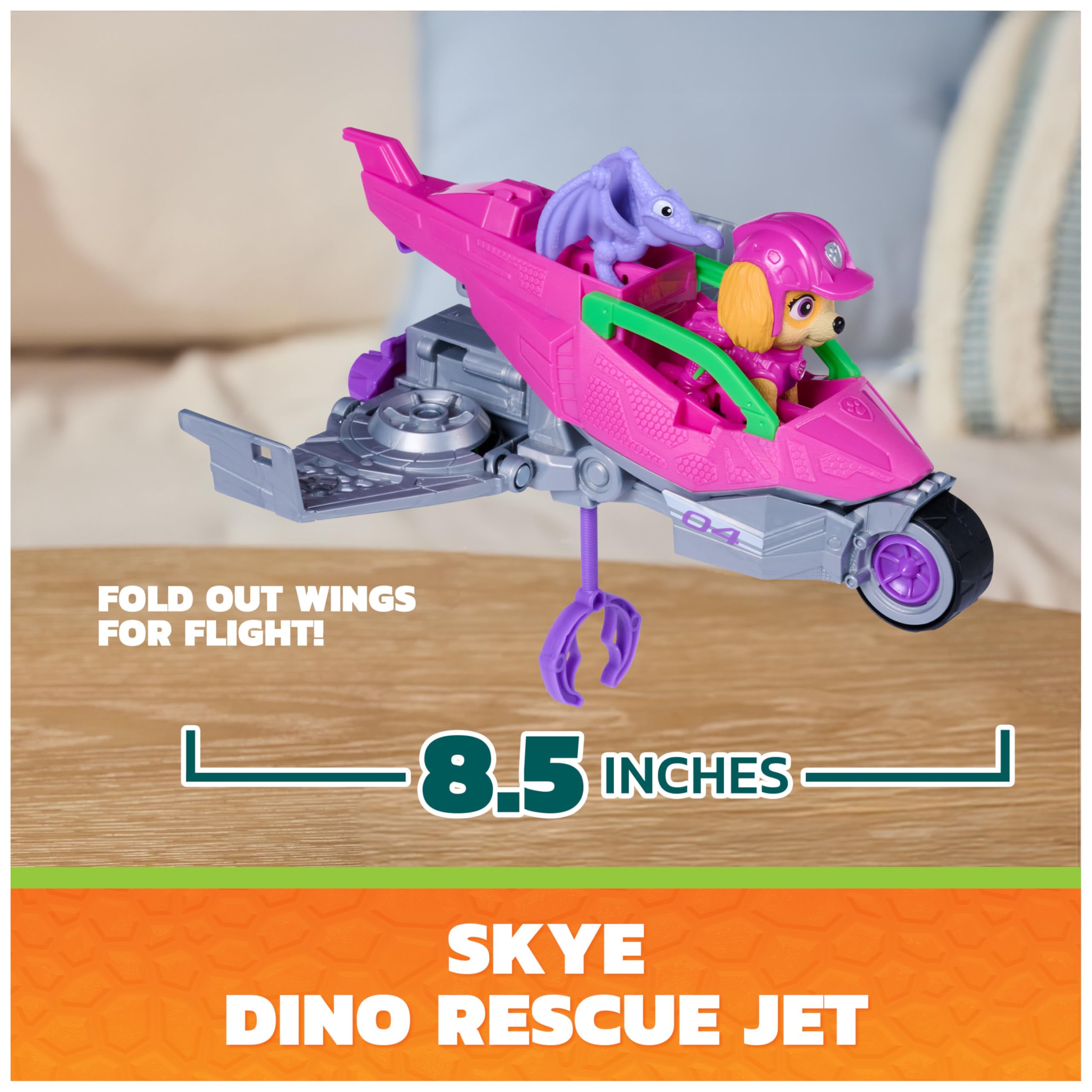 Paw Patrol Skye Dino Rescue Jet & Action Figure Set - Ages 3-9 | Multicolor Plastic