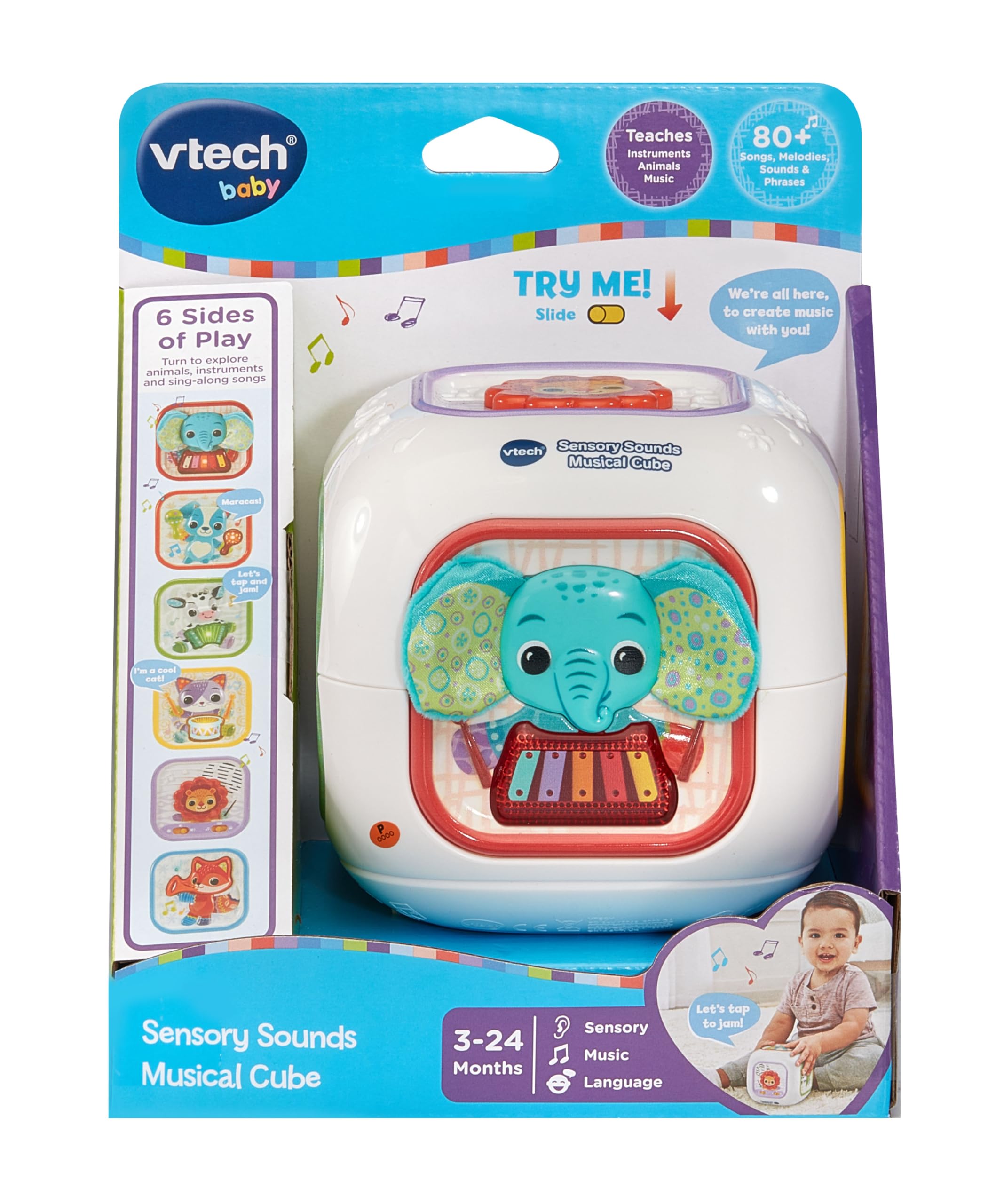 VTech Sensory Sounds Musical Cube - Interactive Baby Toy for Ages 3-24 Months | Multicolor 2