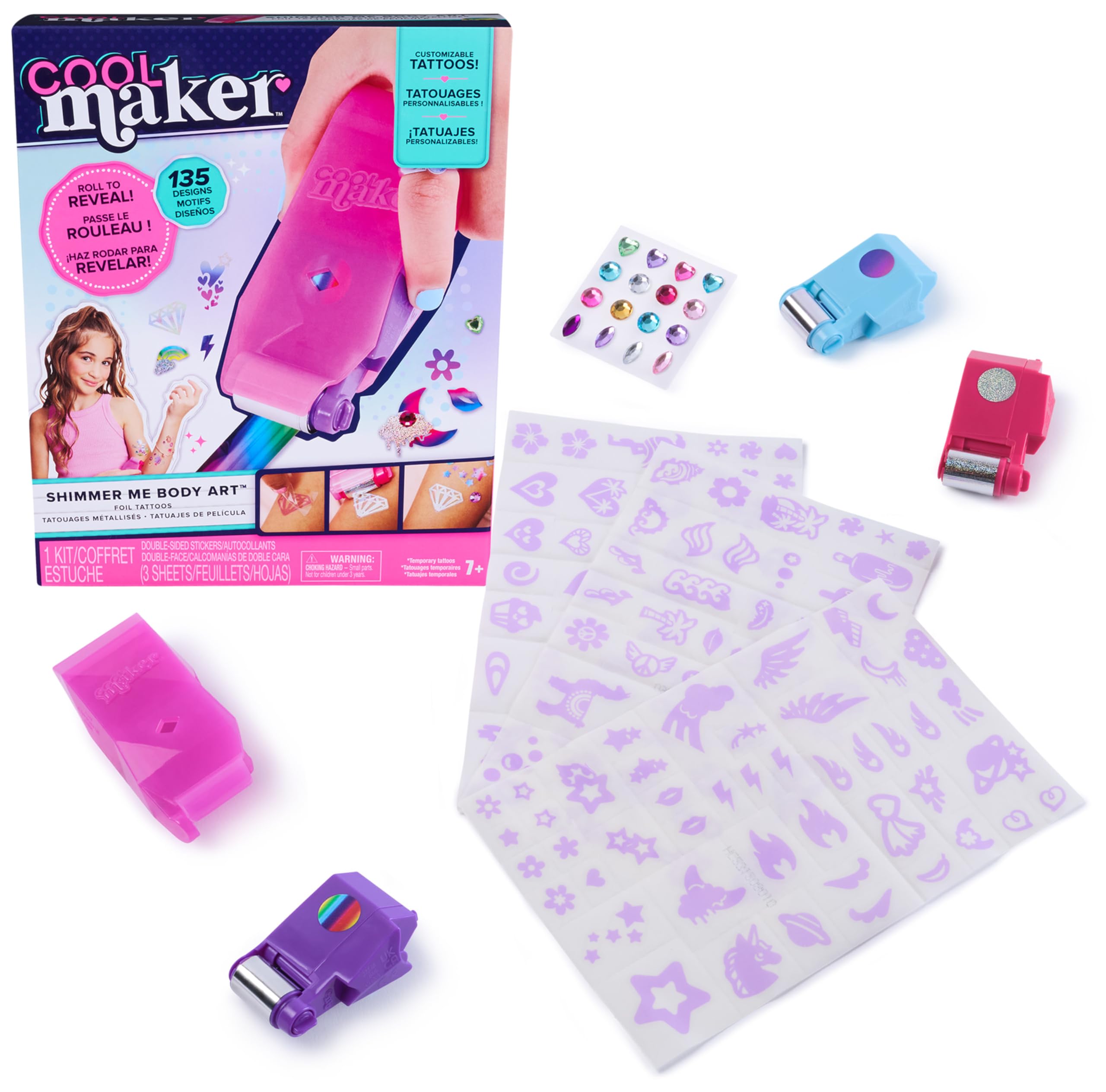 Cool MAKER Shimmer Me Body Art Roller Kit with 135 Metallic Temporary Tattoo Designs for Girls Aged 7+ 1