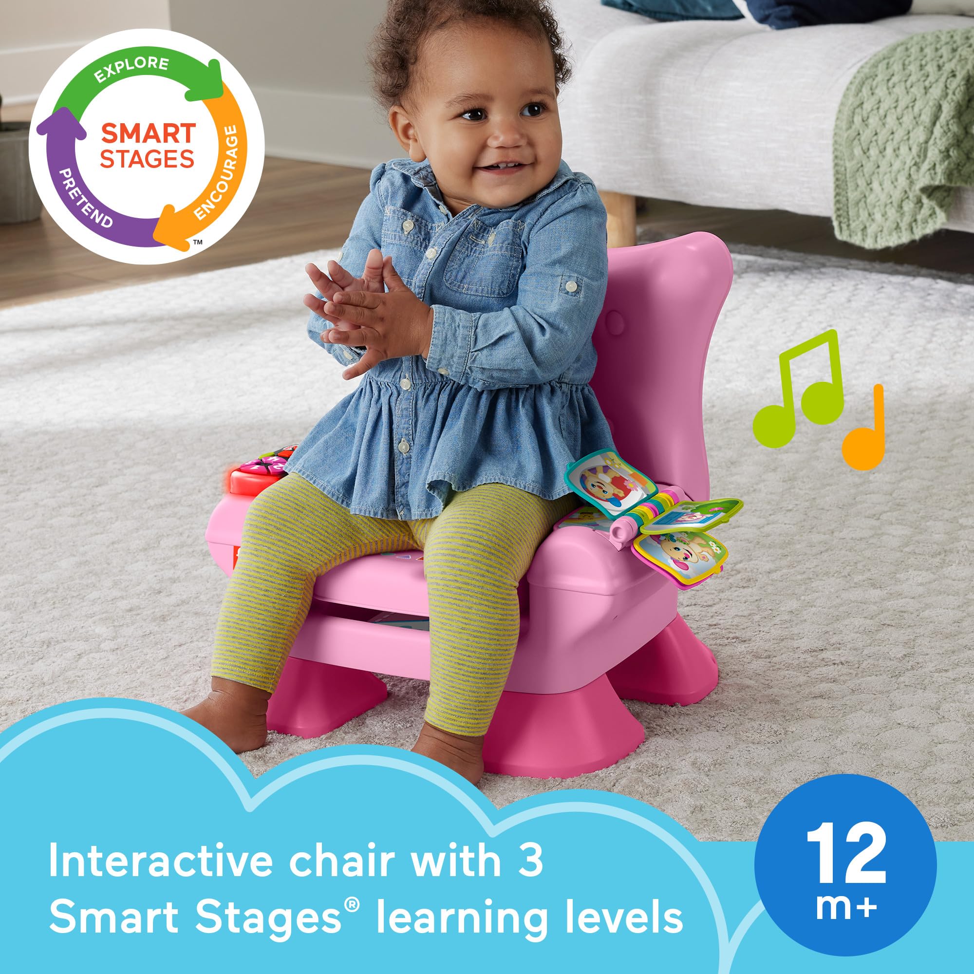 Fisher-Price Laugh & Learn Smart Stages Chair - Interactive Learning Toy for Toddlers 1 Year+ 3