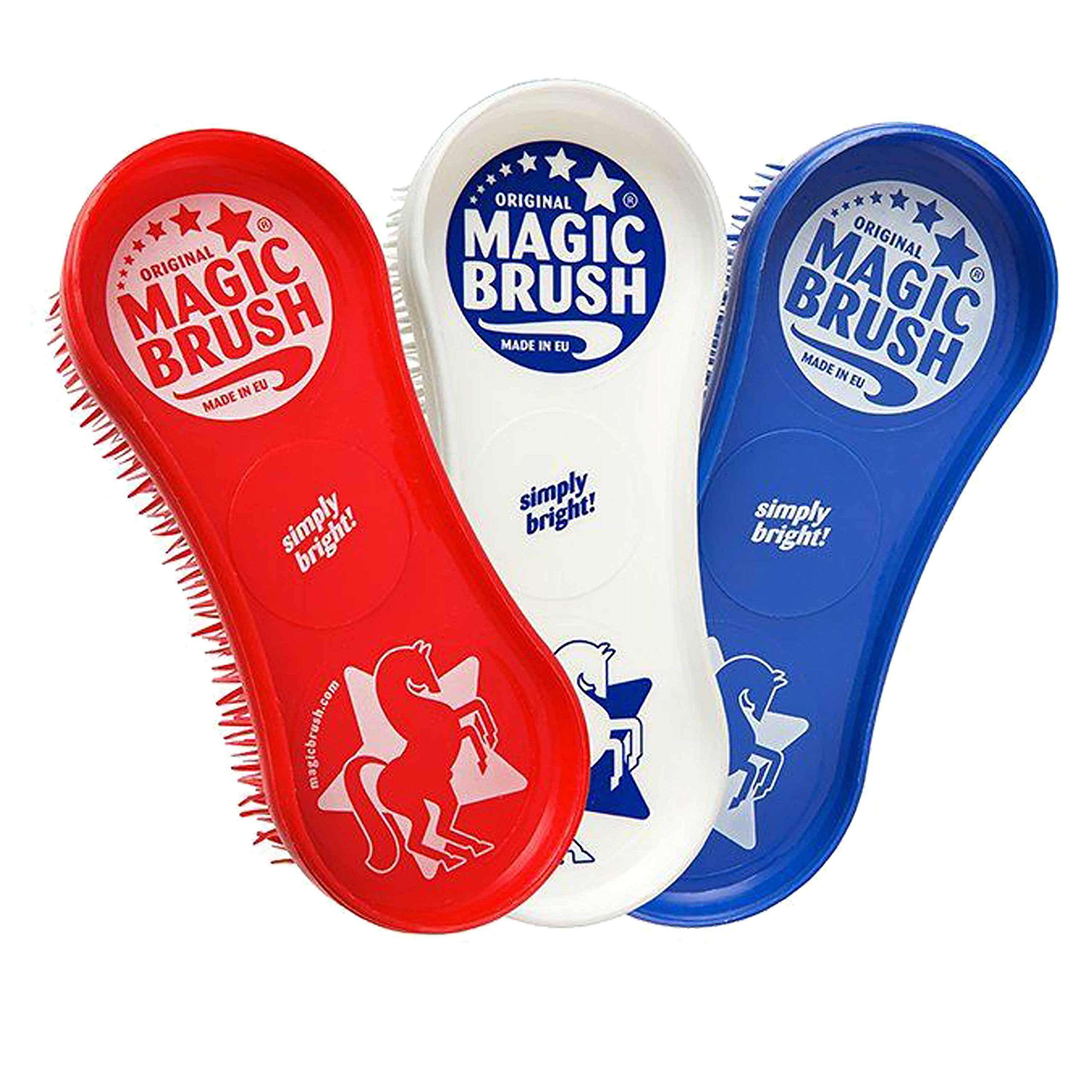 Kerbl MagicBrush Special Edition Horse Brush - Detangling, Nylon | White/Red/Blue