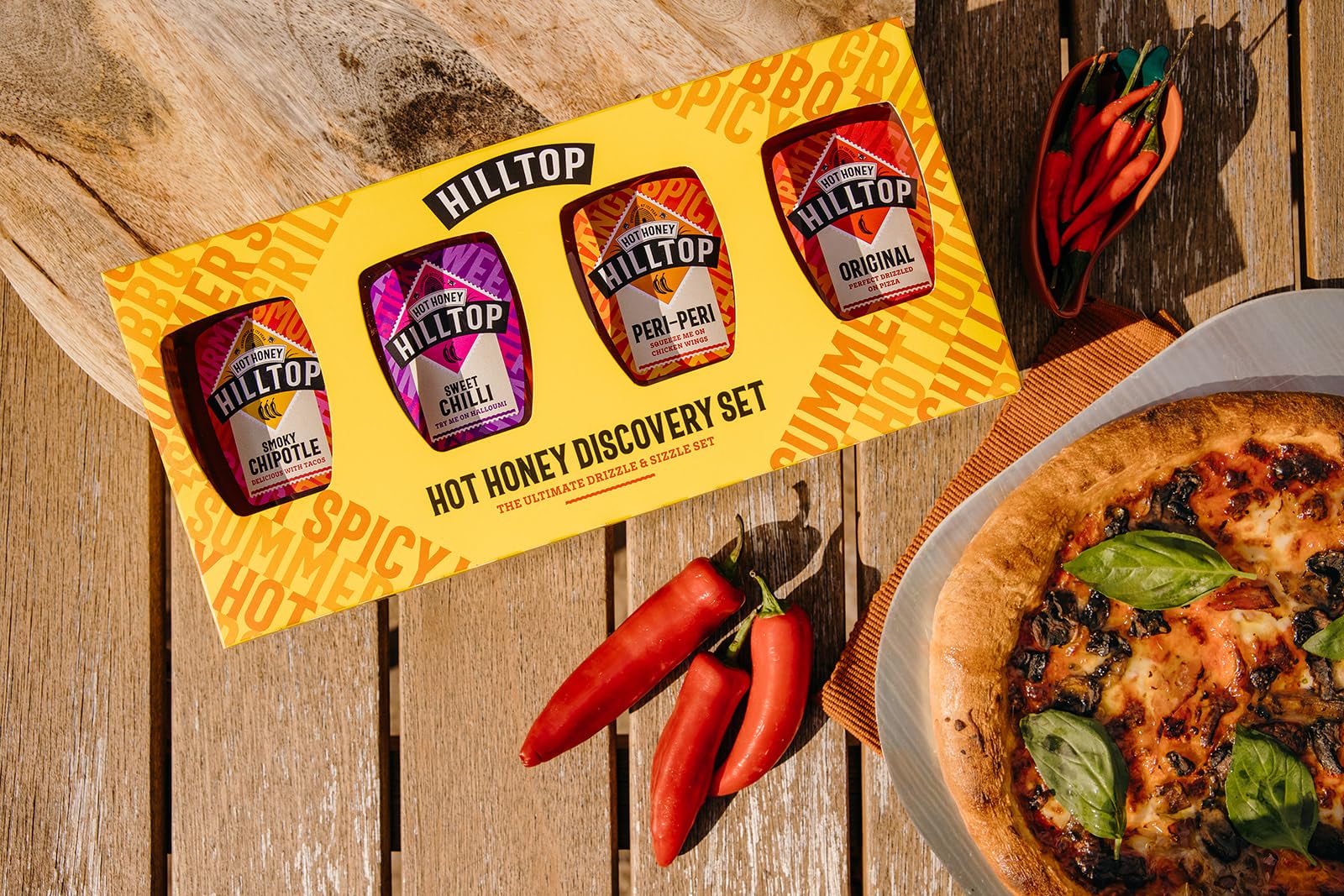 Hilltop Honey Hot Honey Discovery Set - Original, Smoky Chipotle, Peri Peri, Sweet Chilli | 4 x 350g 3