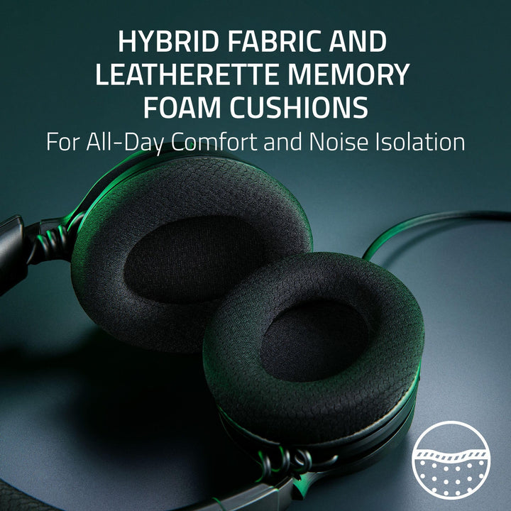 Razer Kraken V4 X - Wired PC Gaming Headset with TriForce 40mm Drivers, 7.1 Surround Sound, Retractable Mic & Chroma RGB - Black