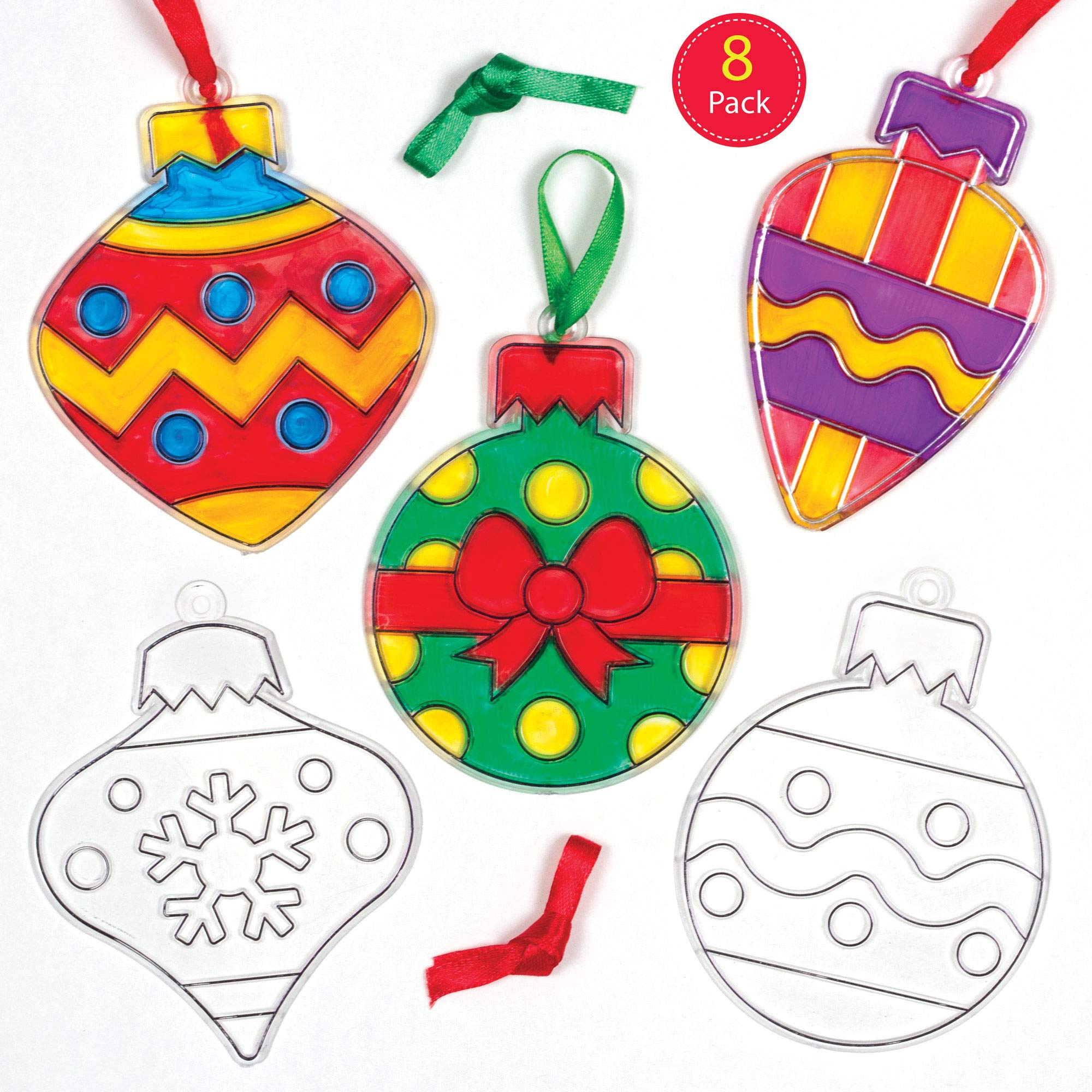 Baker Ross Christmas Bauble Suncatcher Craft Kit - Festive Acrylic Decorations for Kids (Pack of 8) 7