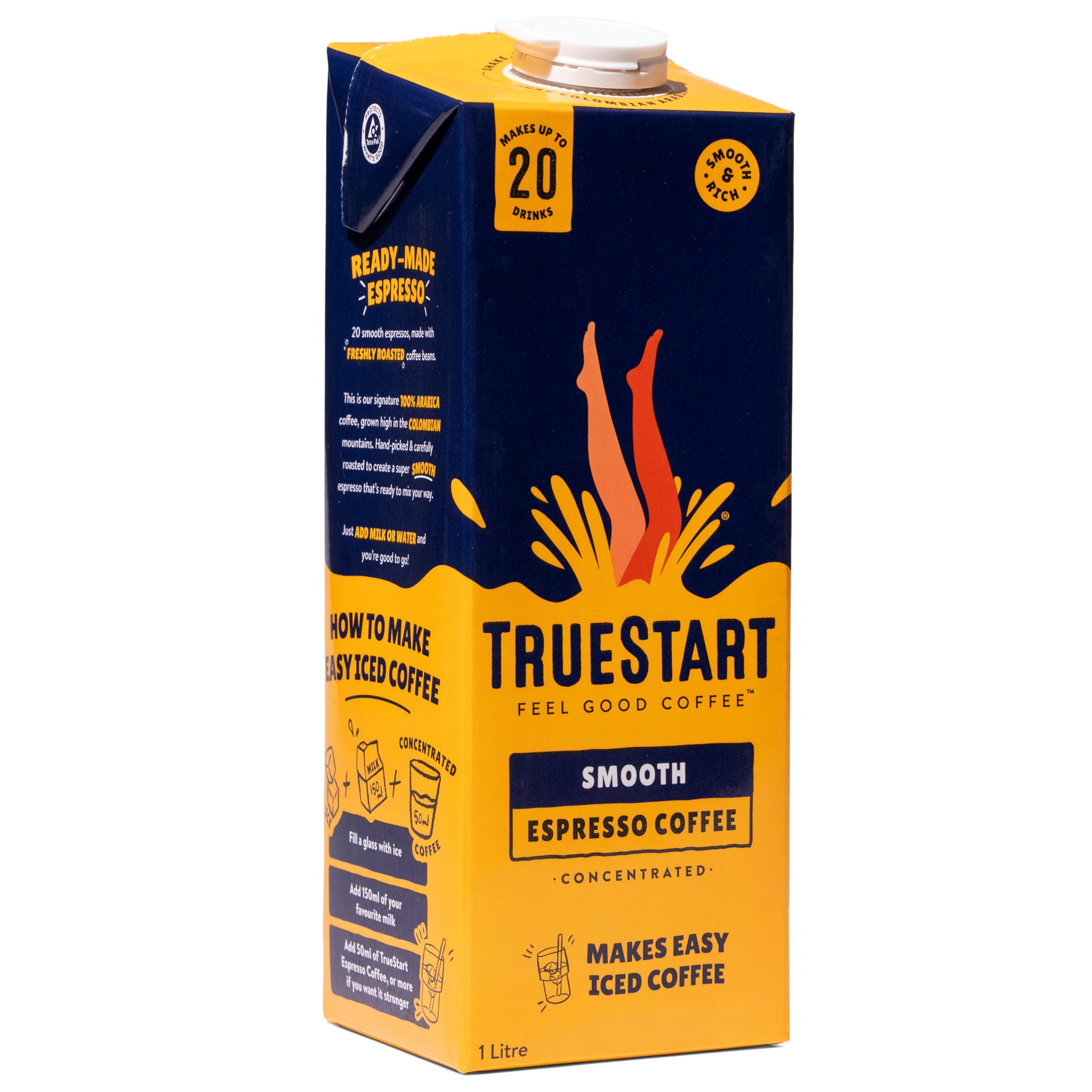 TRUESTART Espresso Coffee Concentrate - Smooth & Rich Premium 100% Arabica | 1L Carton 1