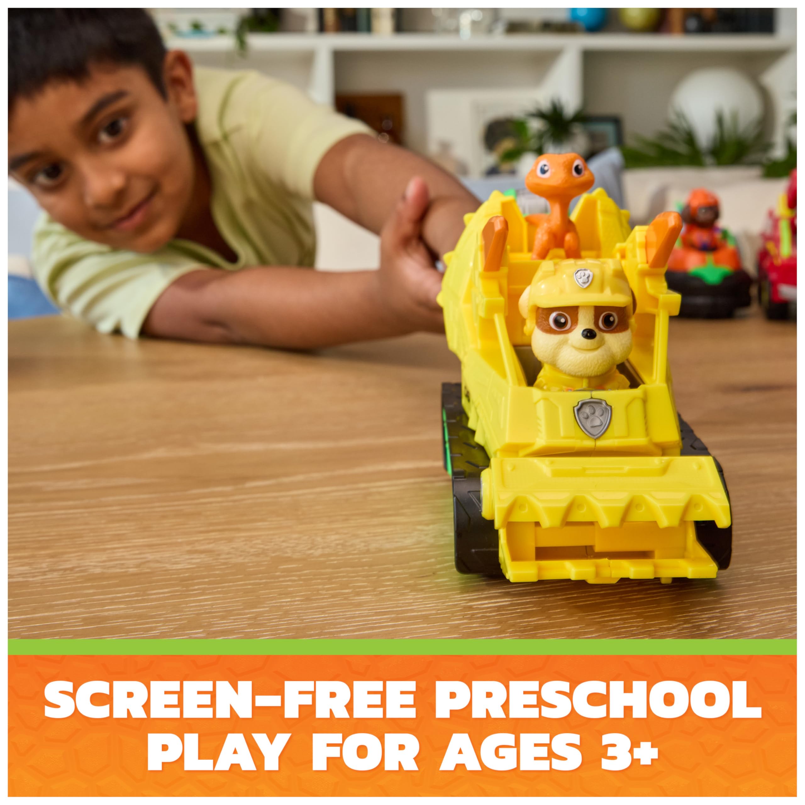 Paw Patrol Rubble Dino Rescue Bulldozer Toy Truck - 17.5 cm Vehicle, Ages 3-9 5