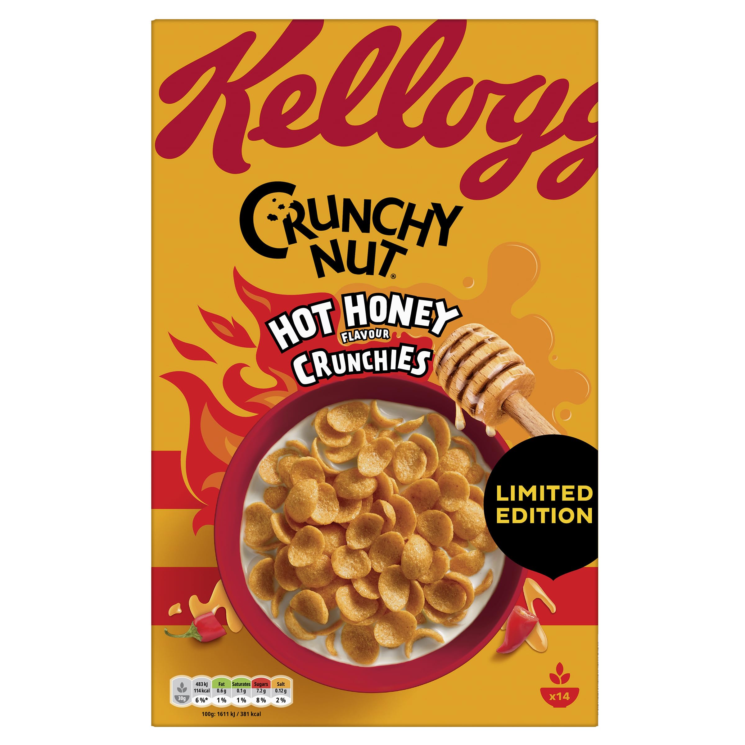 Kellogg's Krave Crunchy Nut Hot Honey Crunchies Cereal - Corn, Wheat & Oat with Honey & Chilli | 420g 1