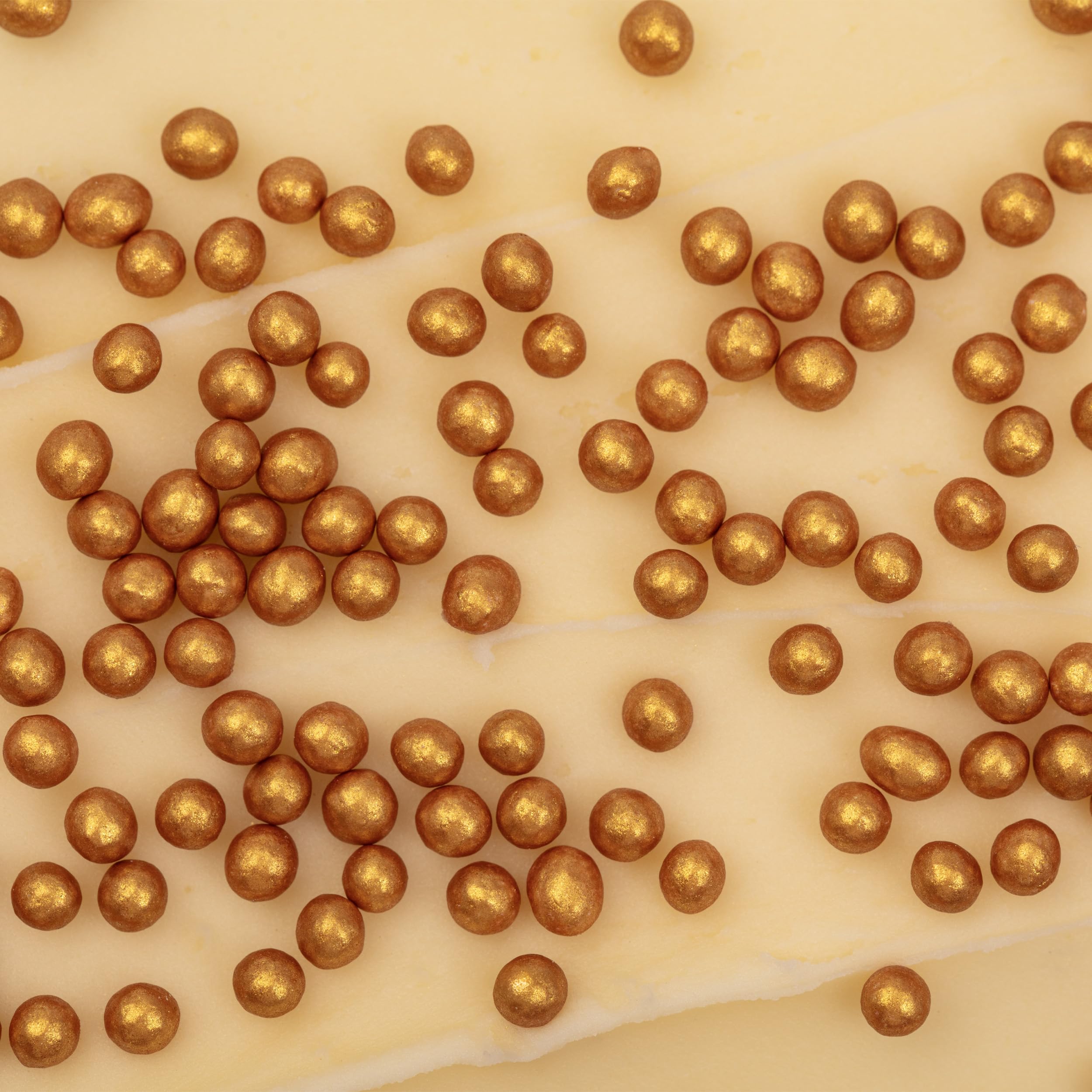 PME Cake Pearl Sprinkles - Gold 4mm Edible Sugar Pearls | 74g 4