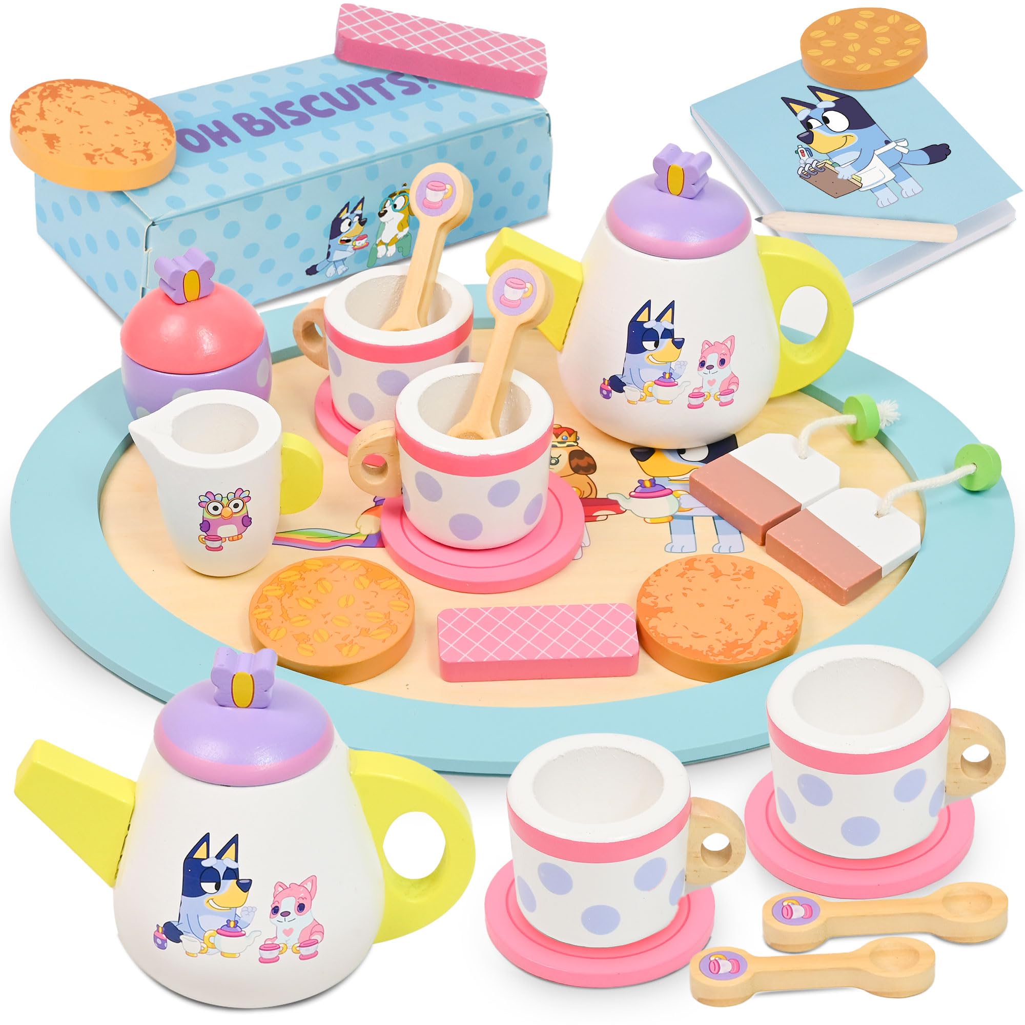 Bluey Wooden Tea Set - 20 Piece Pretend Play Toy for Kids Aged 3+ 1
