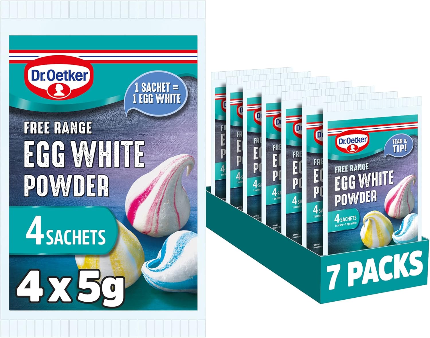Dr. Oetker Free Range Egg White Powder Sachets, 140g (28 Sachets) - Baking Supplies 1