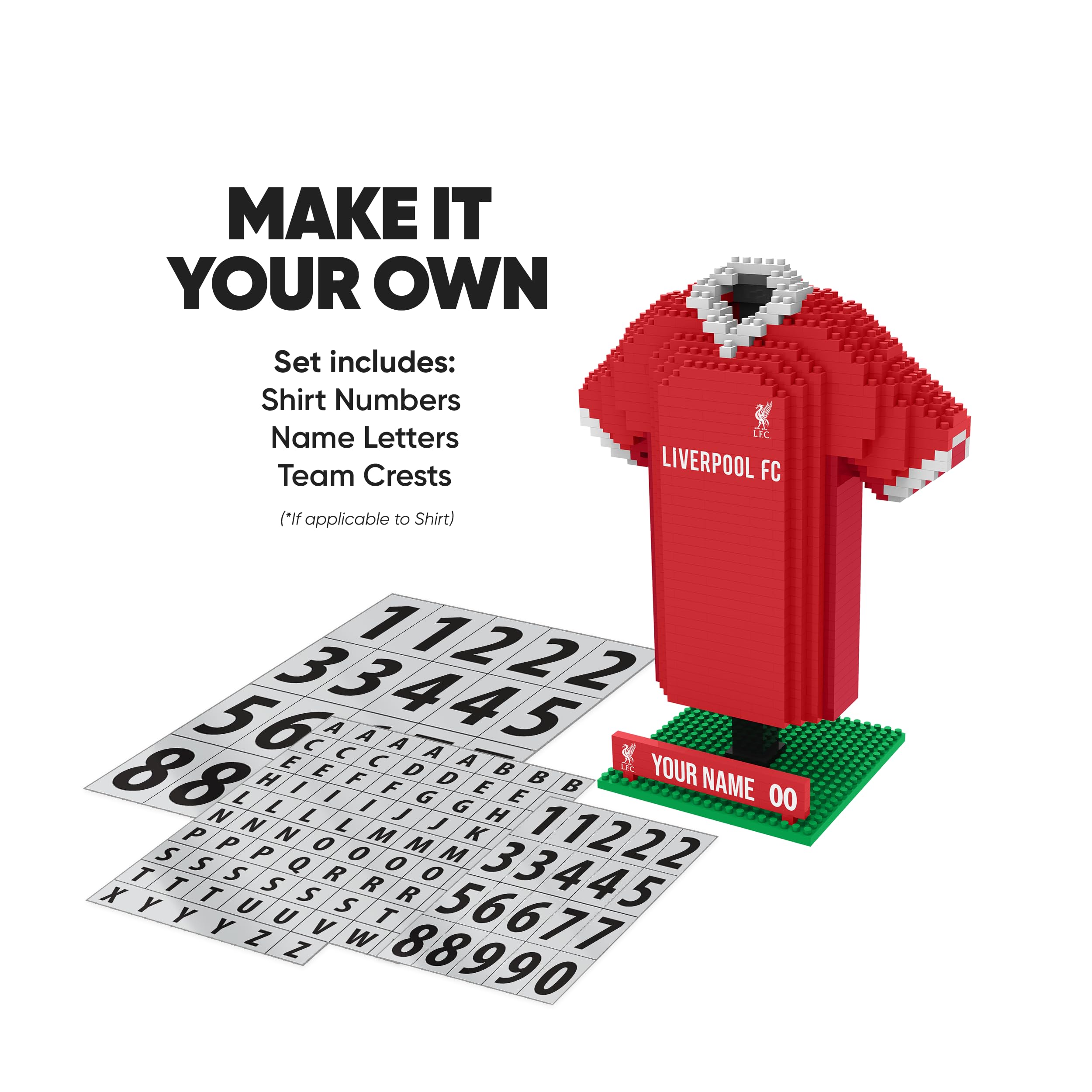 FOCO BRXLZ Liverpool FC Desk Shirt 3D Bricks Set | Personalizable | Ages 12+ 2
