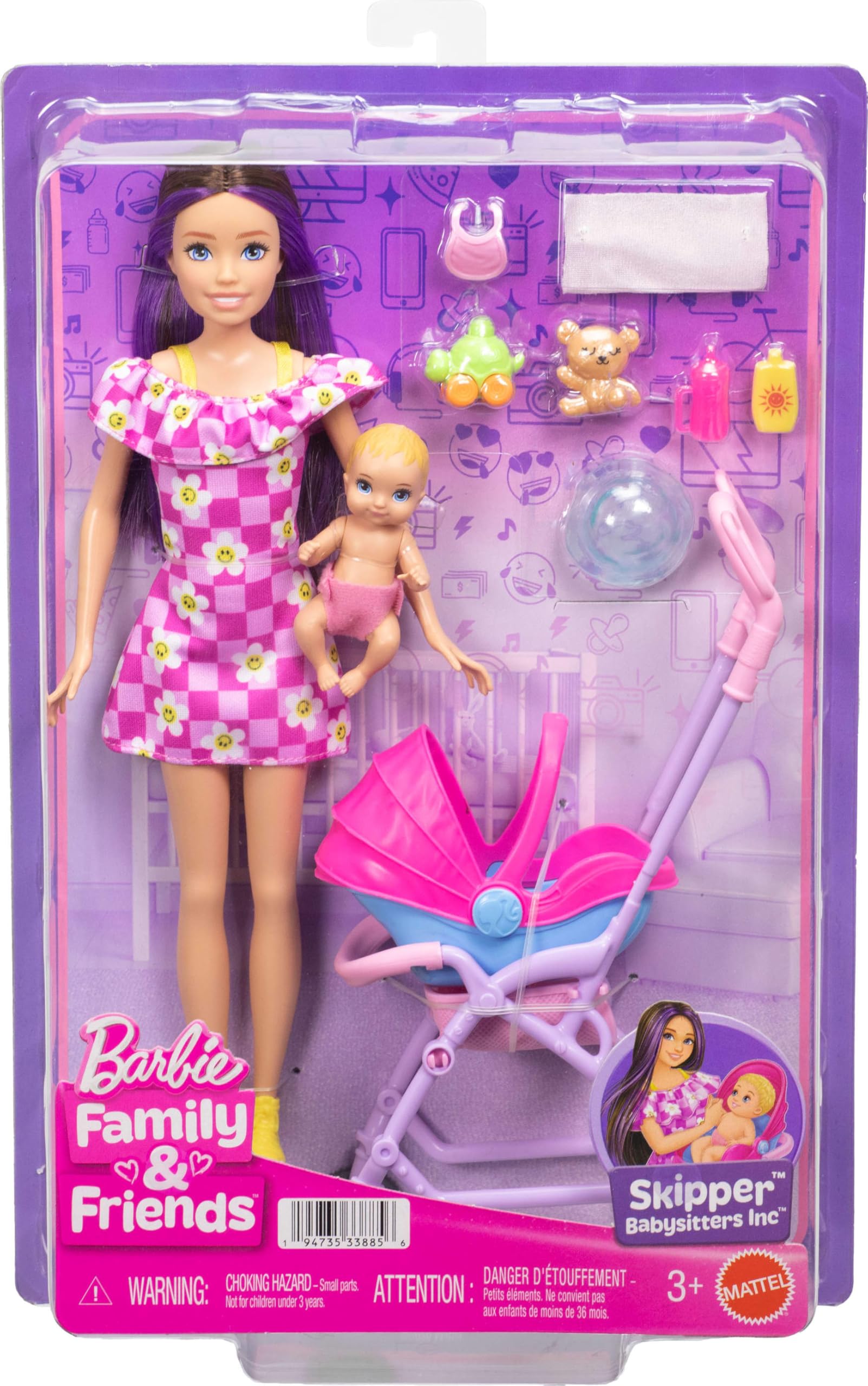 Barbie Skipper Babysitters Inc. Playset with Brunette Doll and Blonde Baby Doll | Ages 3+ | Multicolor 6