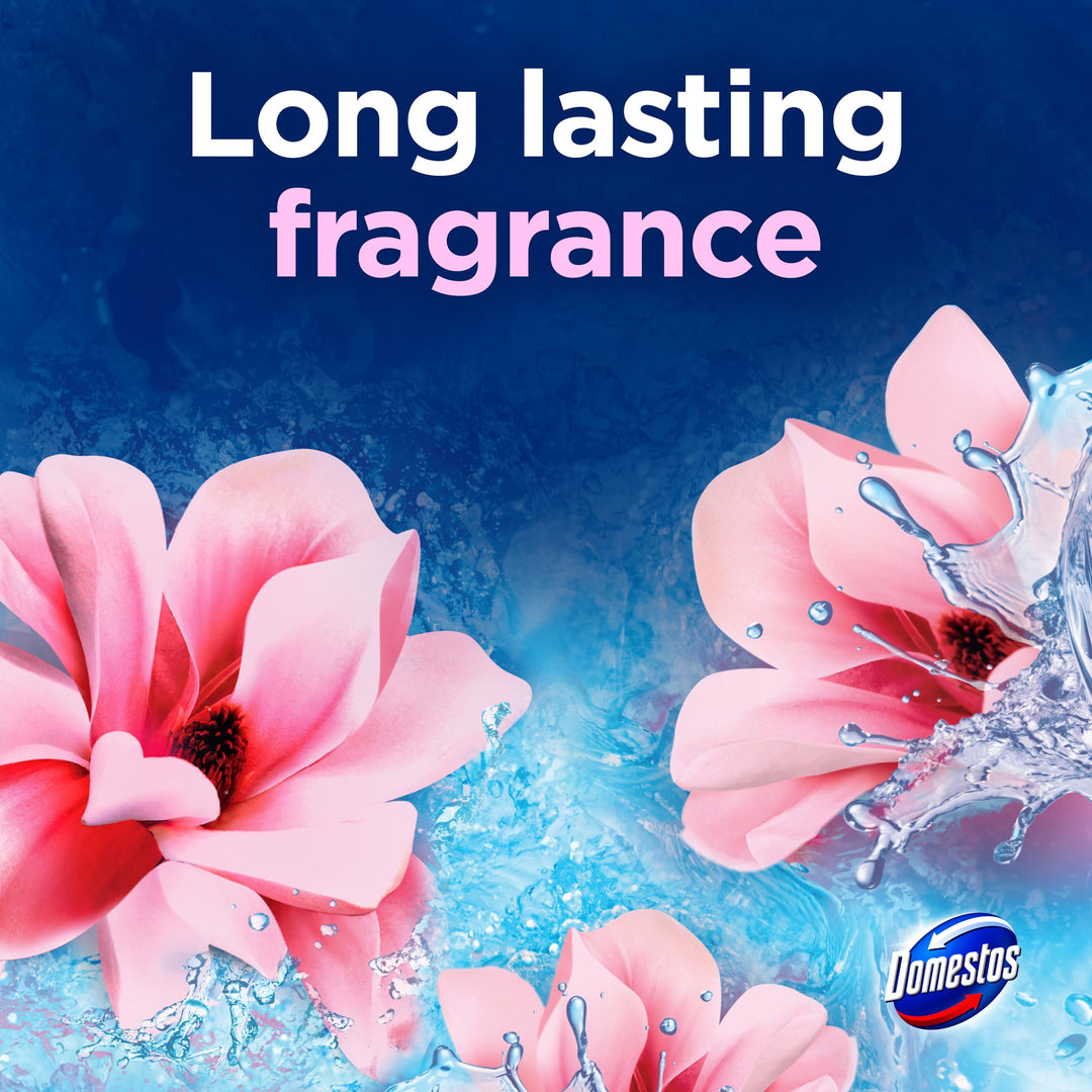 Domestos Power 5 Magnolia Toilet Rim Block - Long-Lasting Toilet Freshener for Up to 300 Flushes