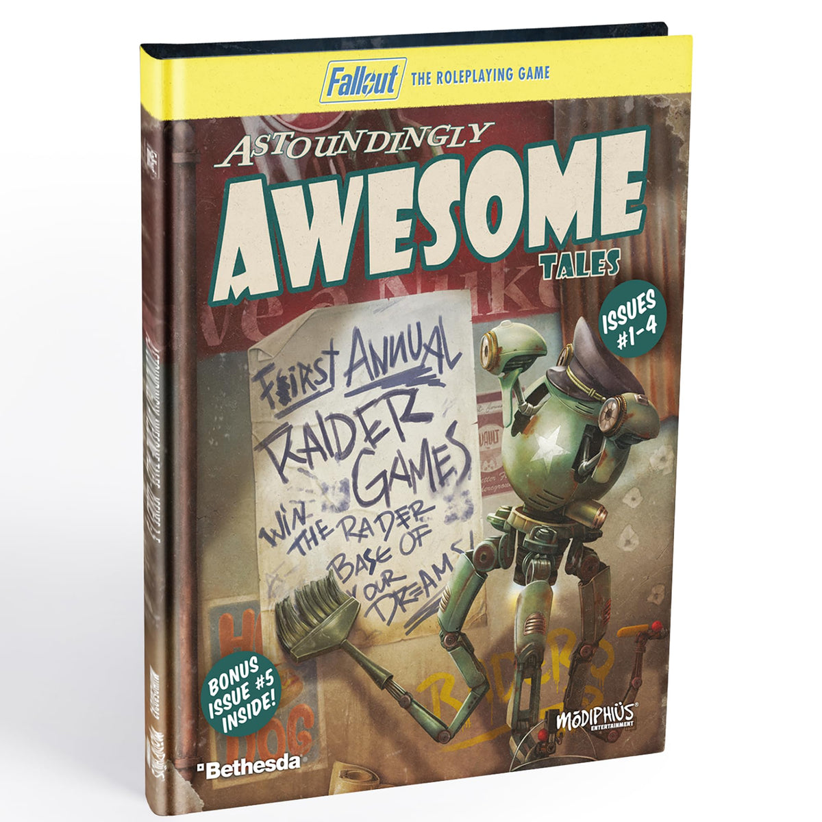 Modiphius Fallout: The Roleplaying Game – Astoundingly Awesome Tales 1-4 & Bonus Hardcover RPG Book