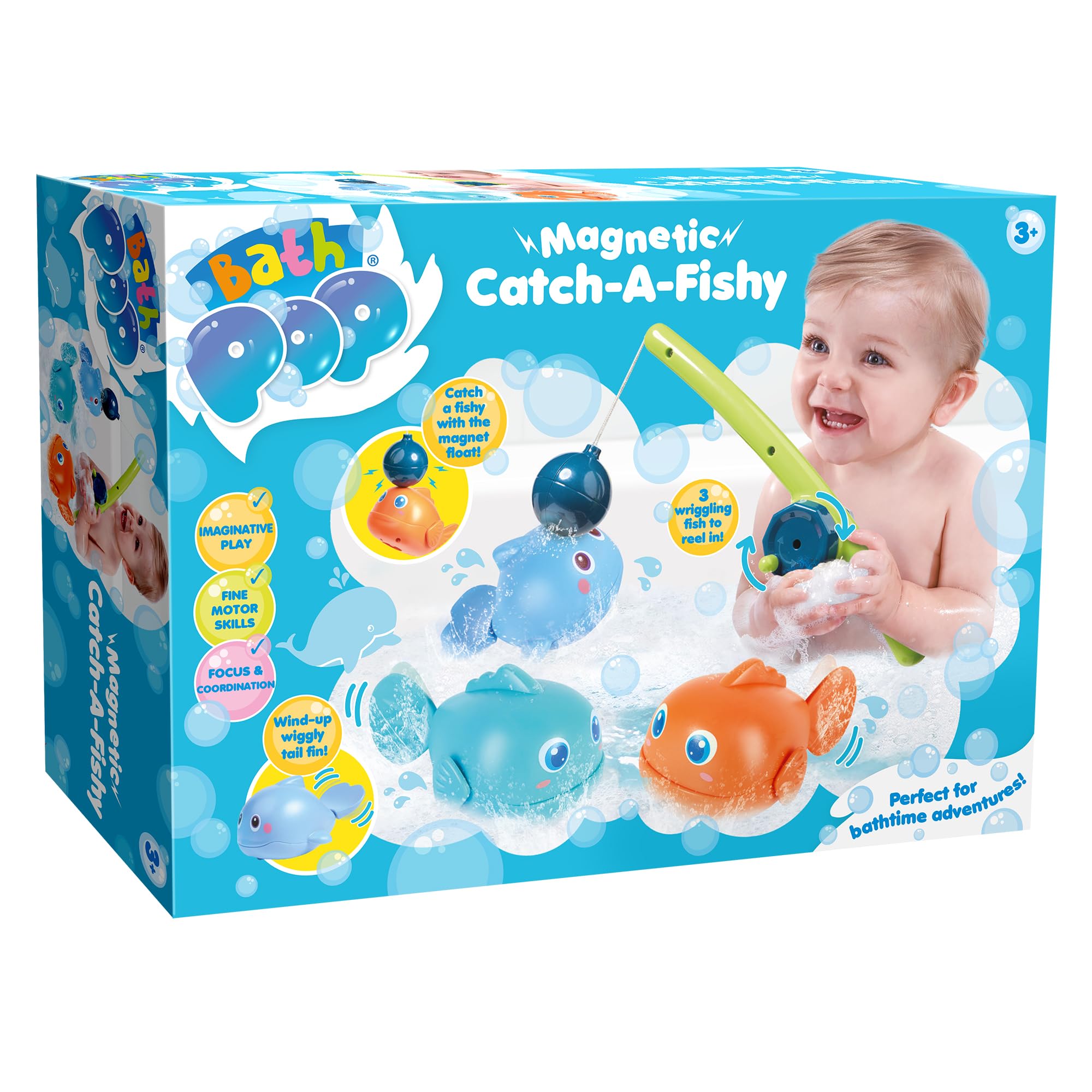 Bath Pop Magnetic Catch A Fishy Set - Floating Magnetic Fishing Game | 3 Wiggling Fish | Ages 3+ 1