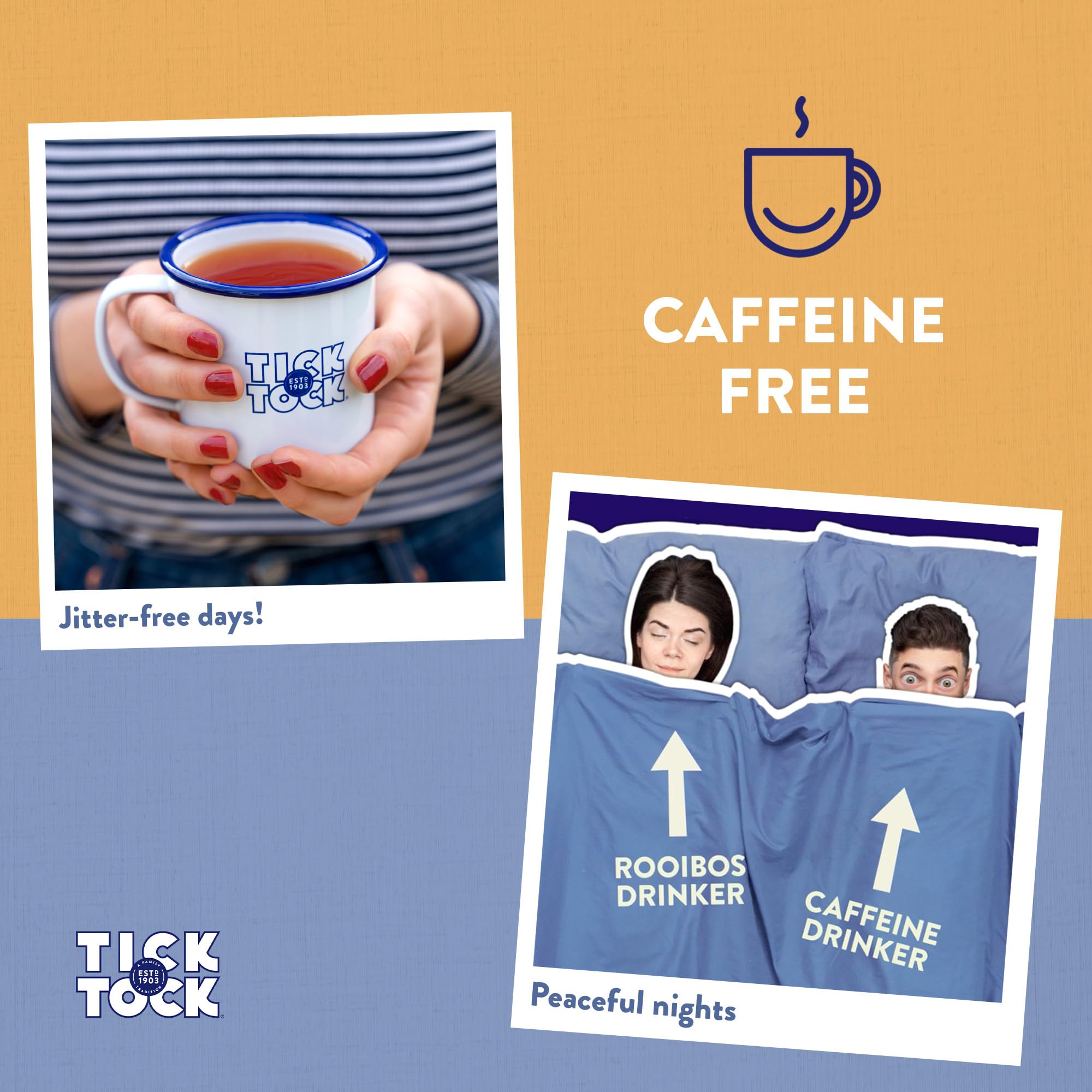 Tick Tock Caffeine-Free Rooibos Tea - 160 Teabags (4 x 40 Pack) | Antioxidant Rich