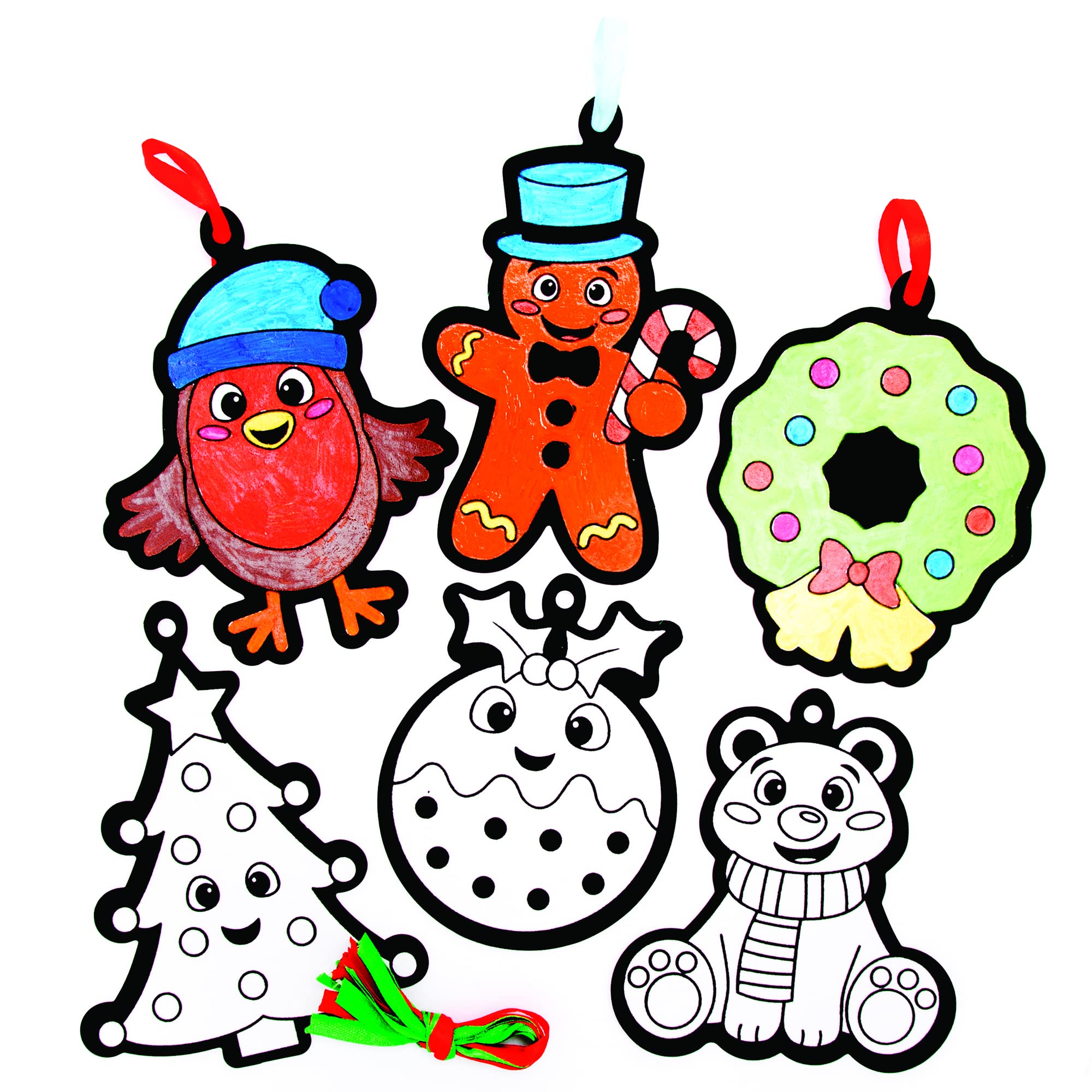 Baker Ross Christmas Colour In Decorations FE992 - Pack of 15 Craft Kit for Kids 1
