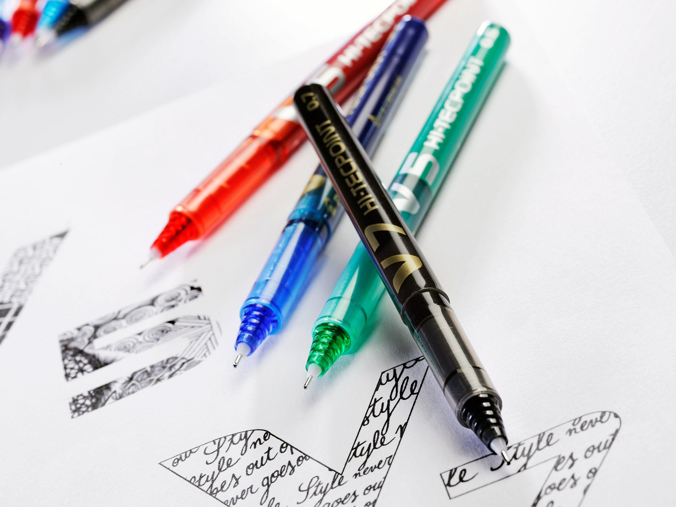 PILOT V5 Hi-Tecpoint Liquid Ink Rollerball Pen - Fine 0.5mm Tip | Pack of 5 Black Pens 6