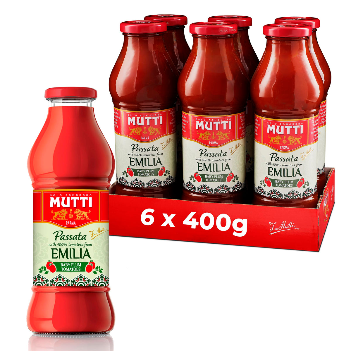 Mutti Regional Passata Emilia Romagna with Baby Plum Tomatoes - 6 x 400g