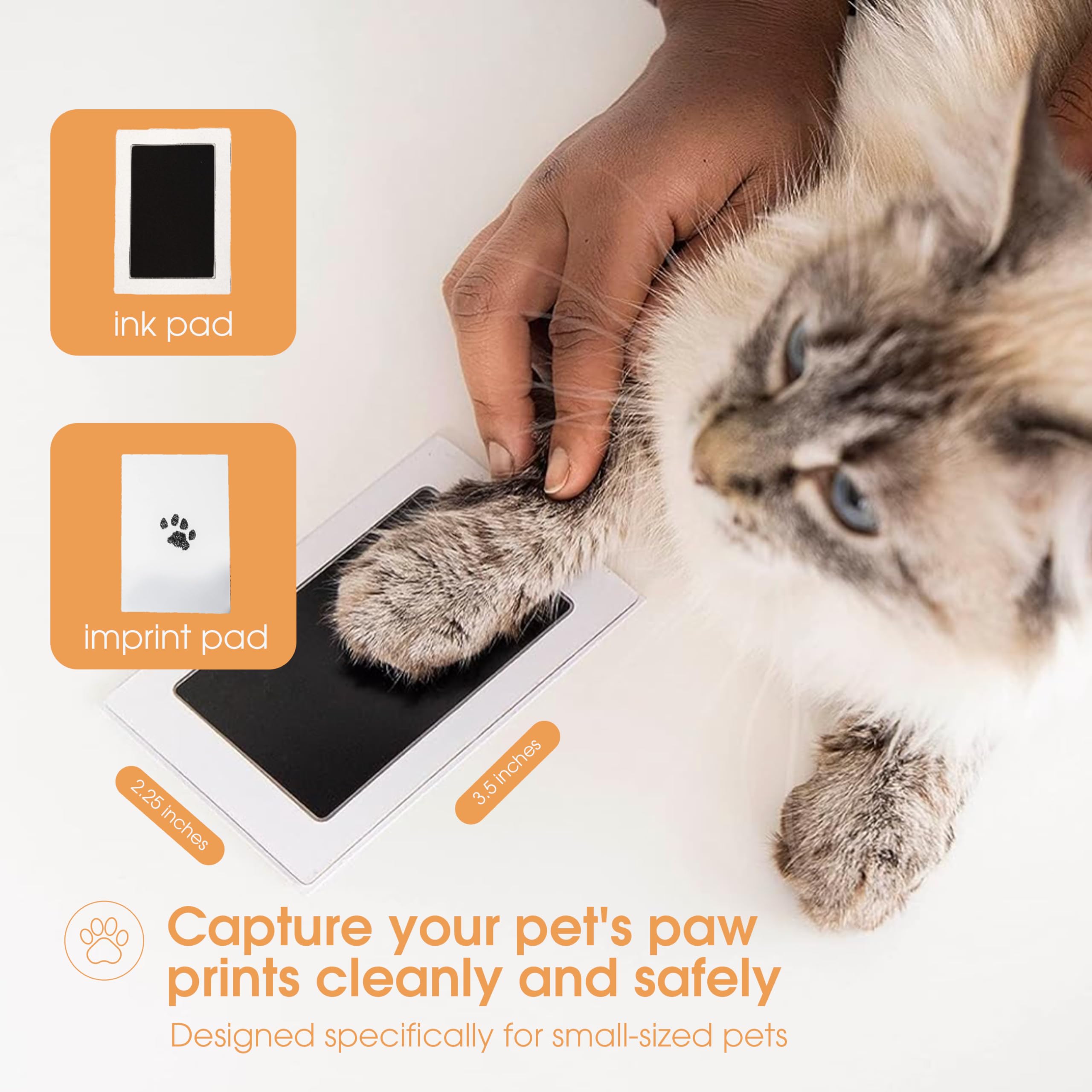 Pearhead Paw Print Clean-Touch Ink Pad Kit - Mess Free, 2-Pack for Dogs & Cats | Non-Toxic Black Ink