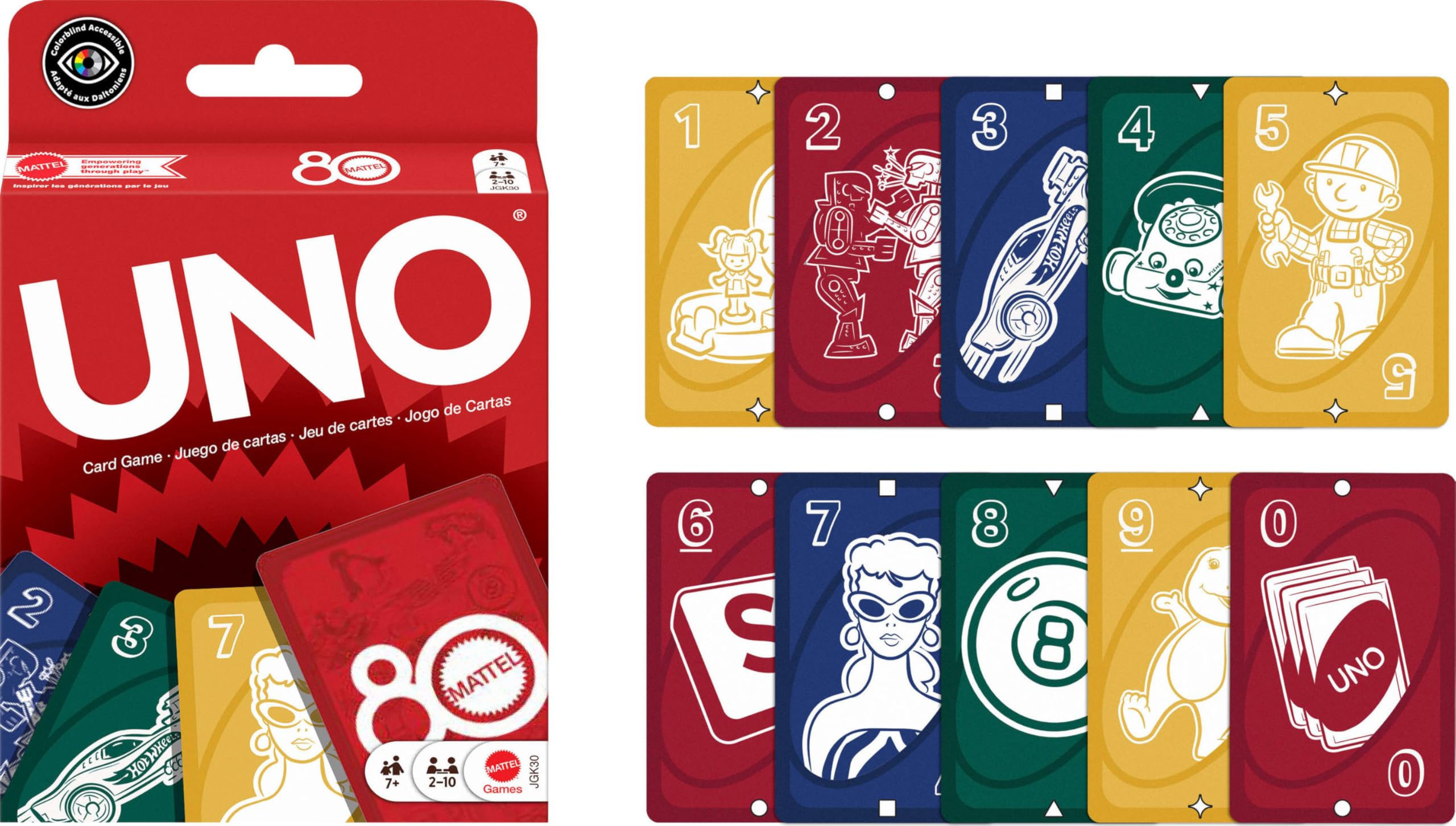Mattel Games UNO 80th Anniversary Ruby Red Card Game 5