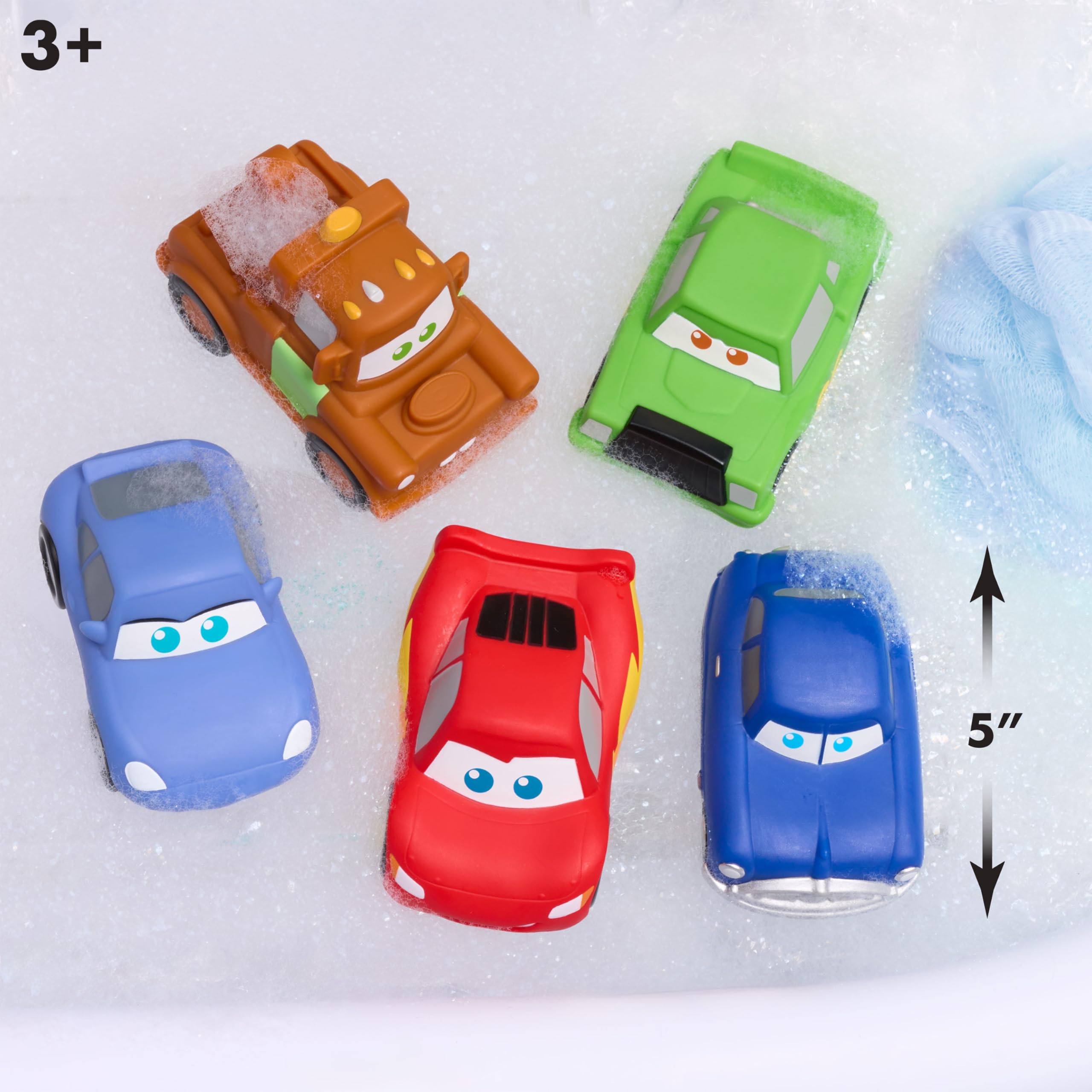 Disney 5-Piece Cars Bath Toy Figures with Storage Caddy | Ages 3+ | Floats 5