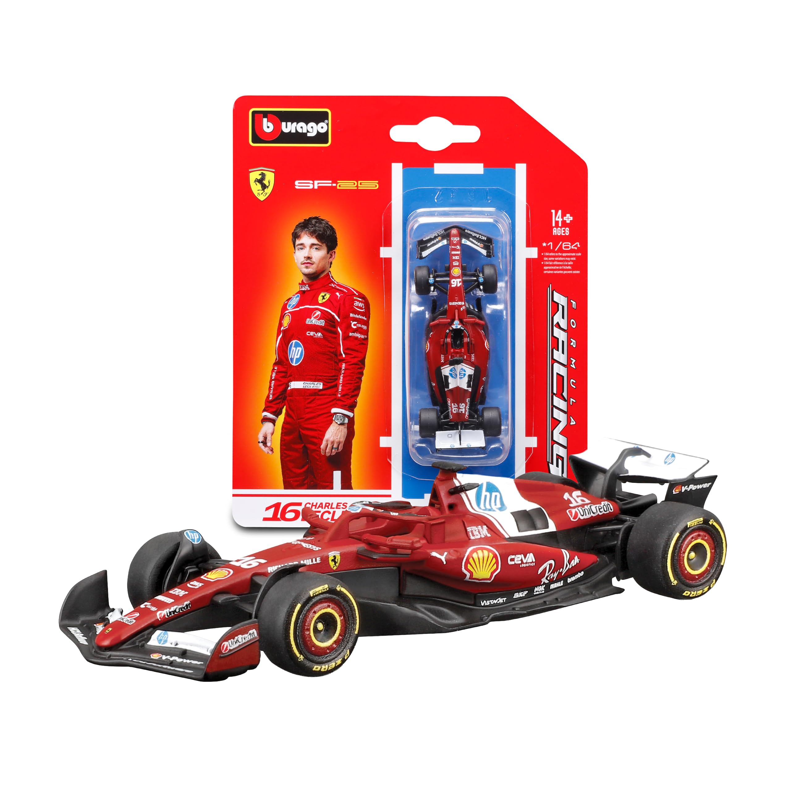 Bburago Ferrari SF-25 #16 Charles Leclerc 2025 F1 Car Diecast Model | 1:64 Scale | Metal 1