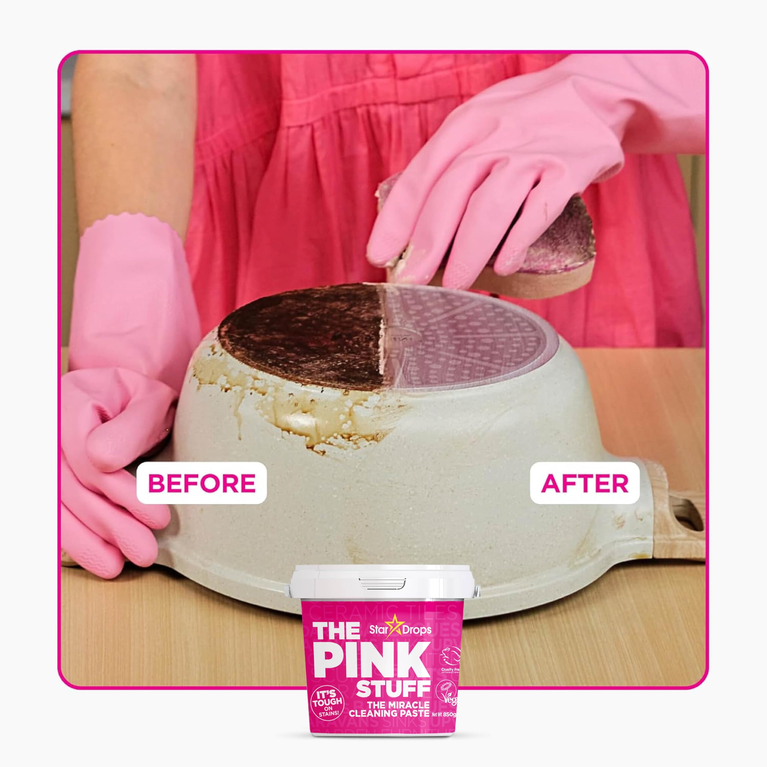Stardrops The Pink Stuff Miracle Cleaning Paste - Tough on Stains | 850g Tub | Vegan Formula 3