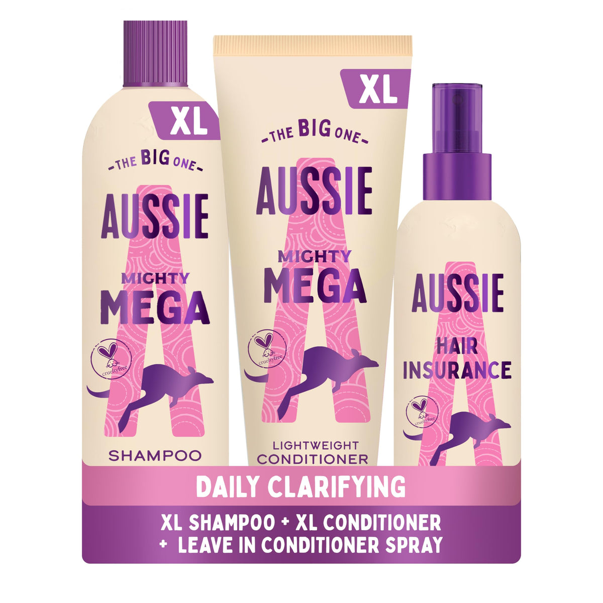 Aussie Mighty Mega Shampoo & Lightweight Conditioner Set - Infused with Australian White Strawberry